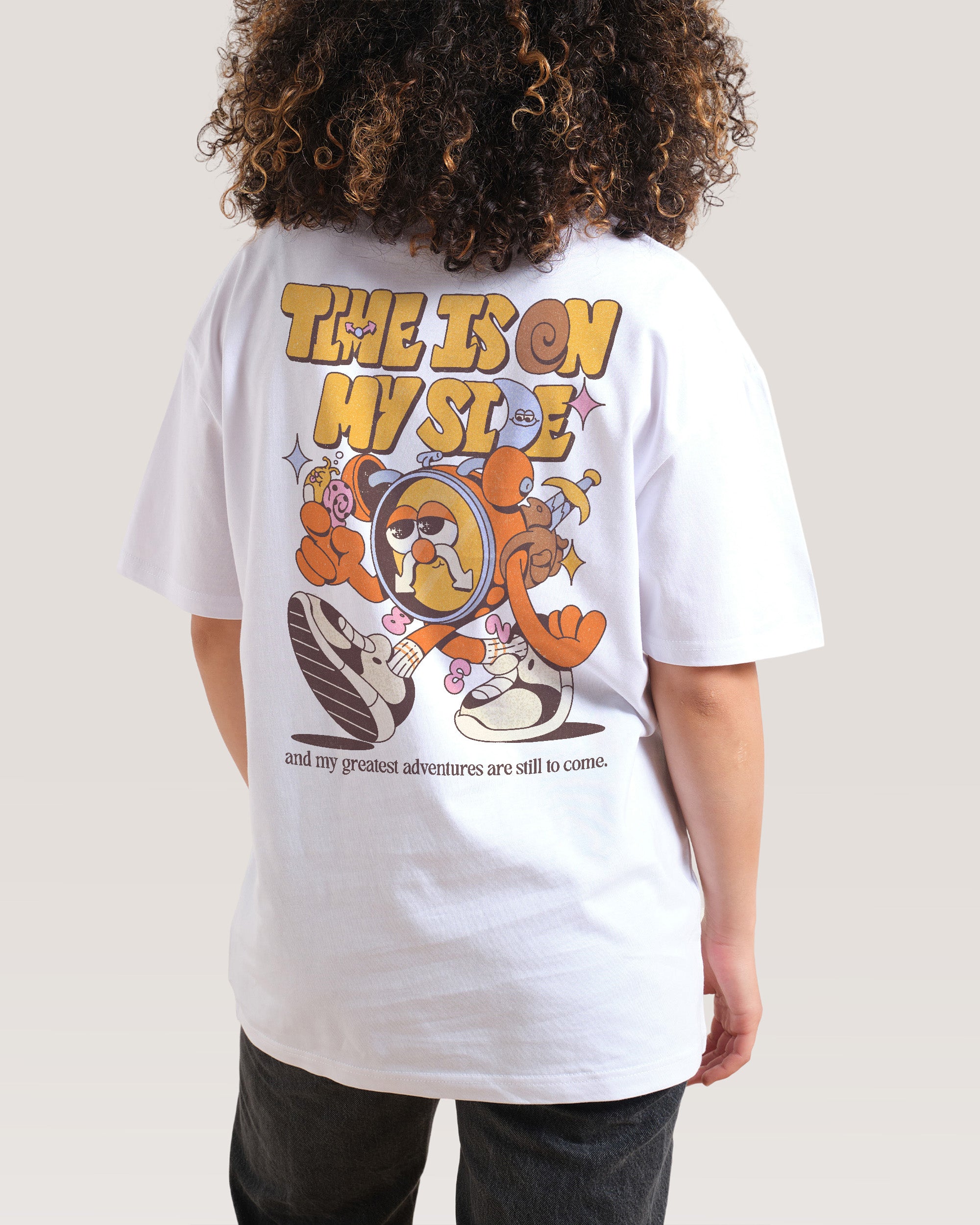 Time is on My Side Front and Back White T-Shirt