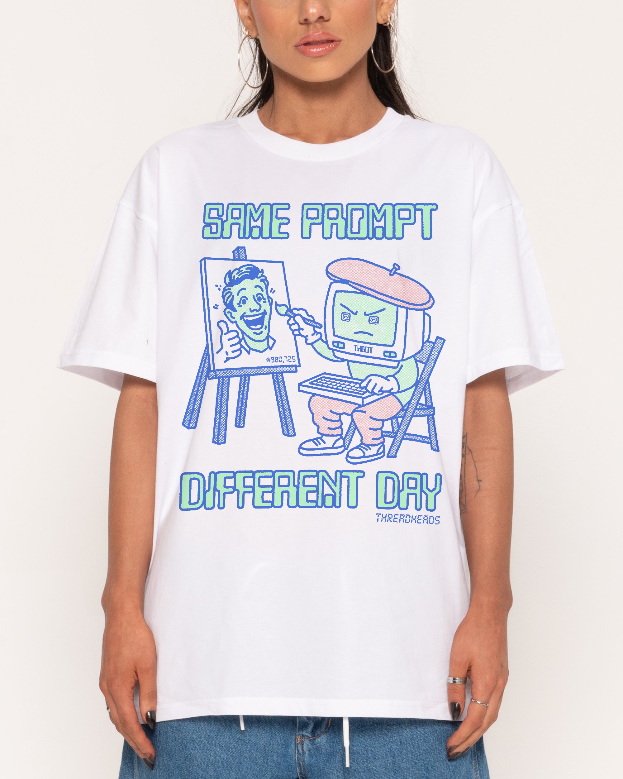 Same Prompt Different Day White T-Shirt