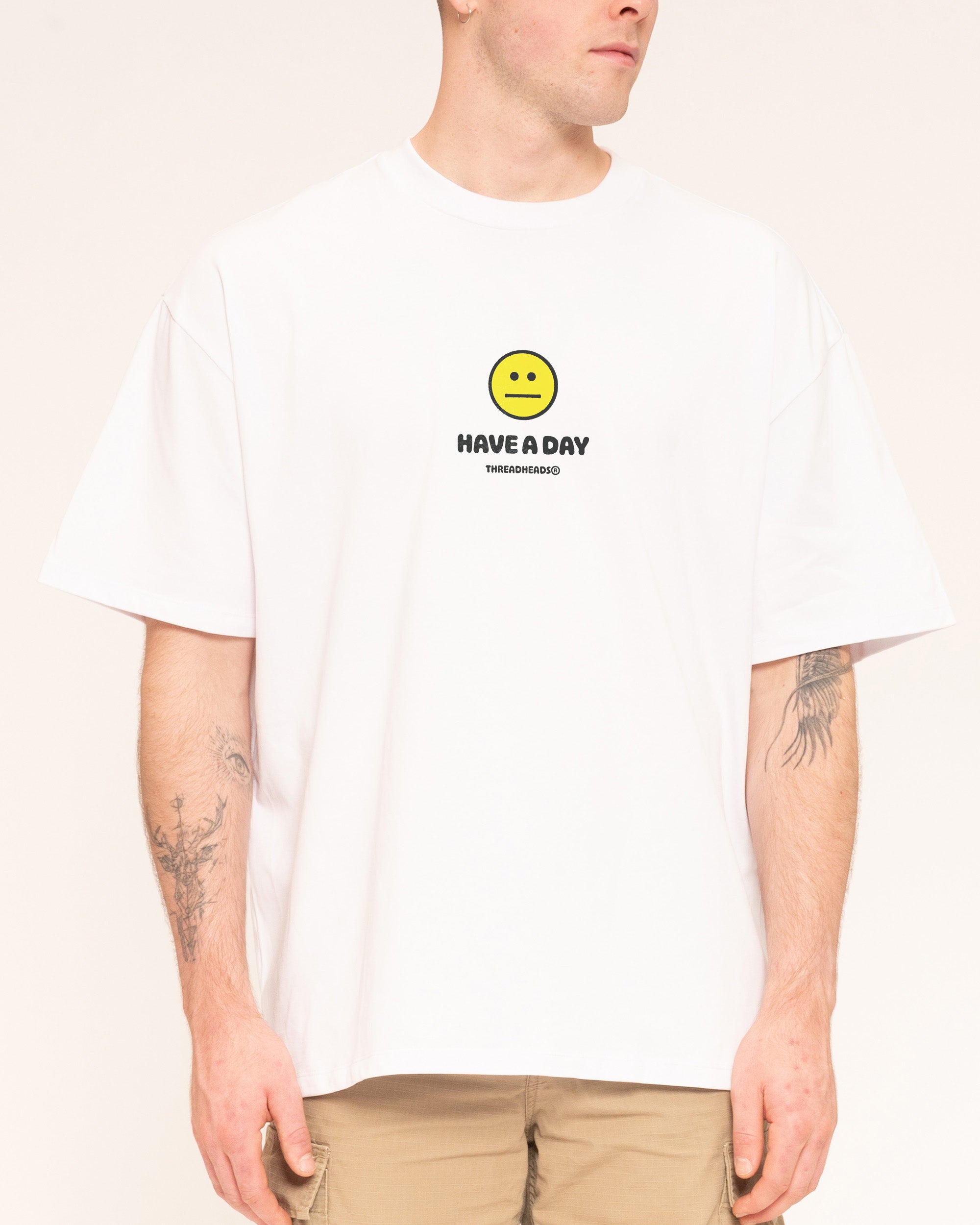 Have A Day White Oversized Tee