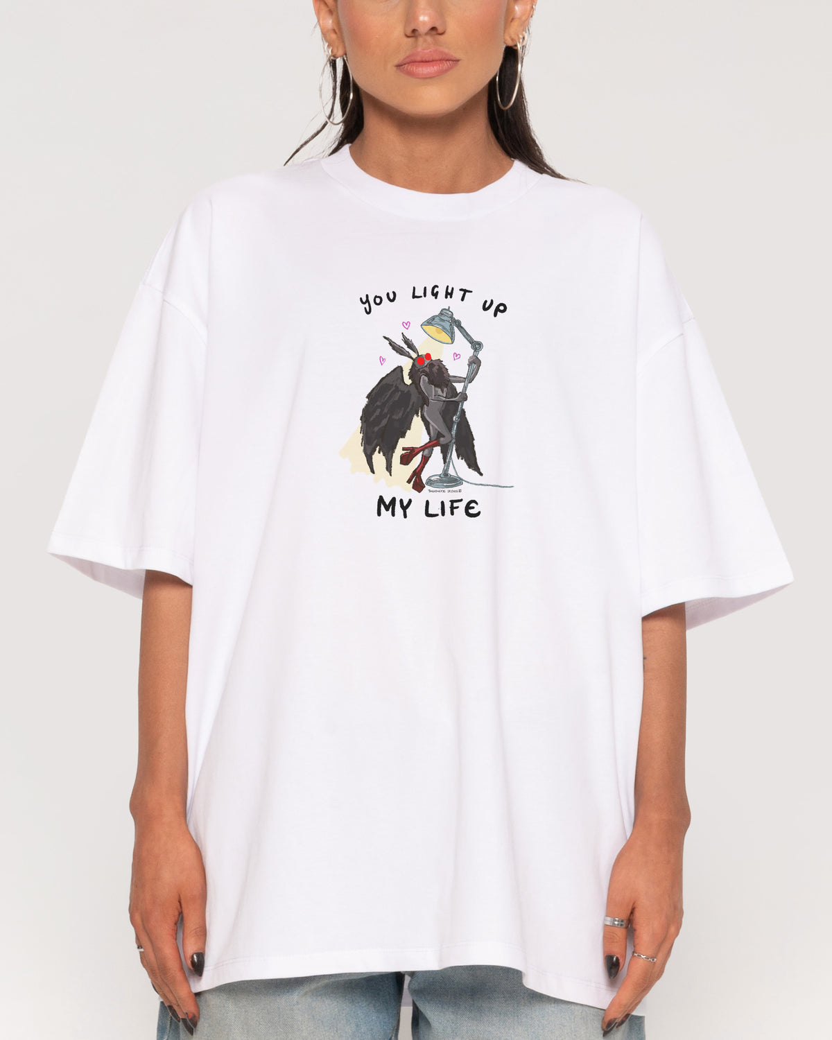 You Light Up My Life White Oversized Tee