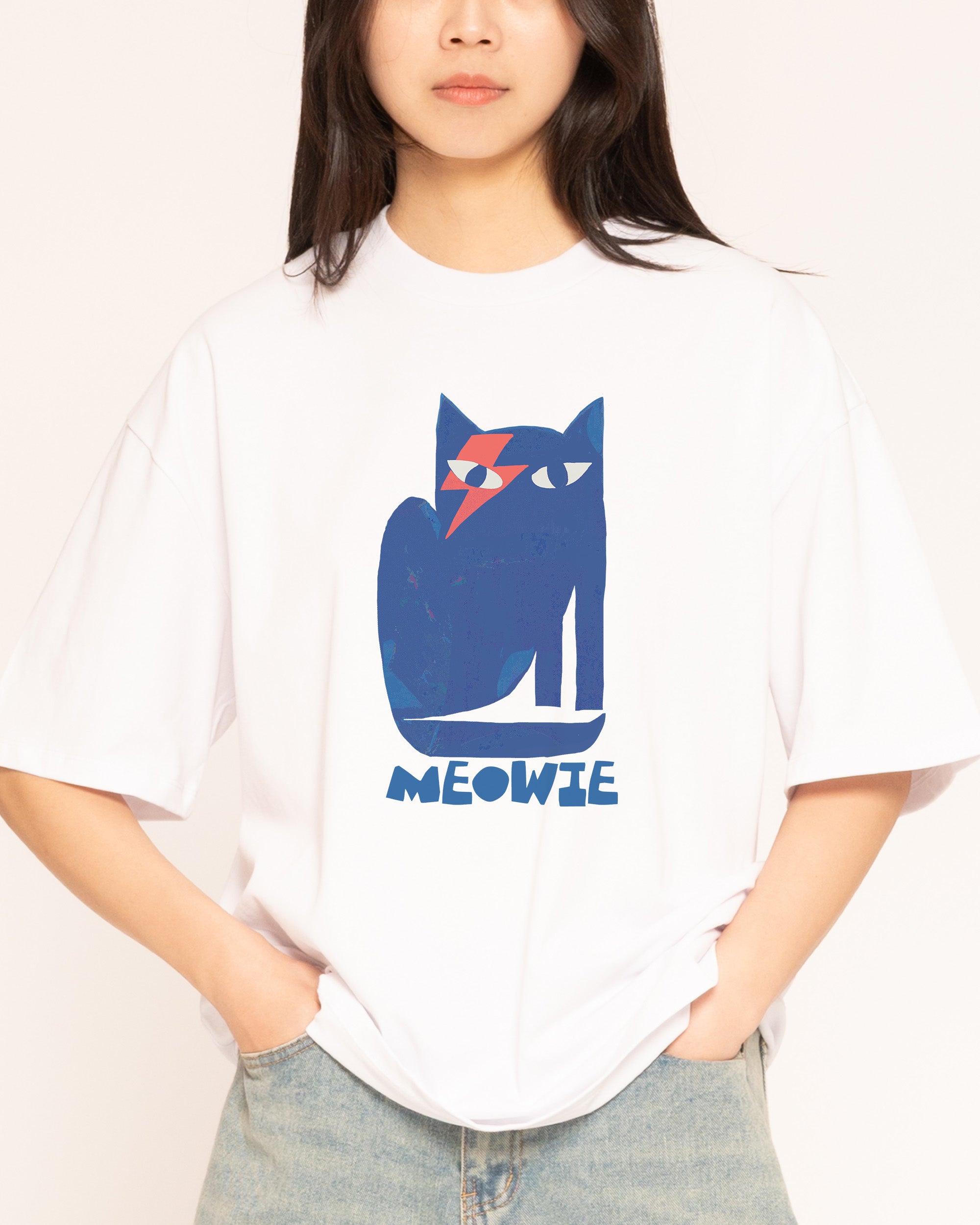 Meowie White Oversized Tee