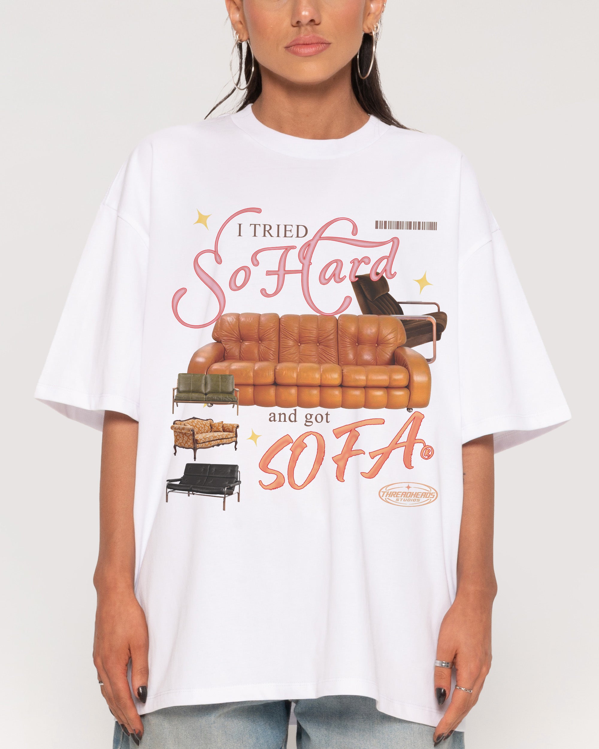 I Tried So Hard and Got Sofa White Oversized Tee