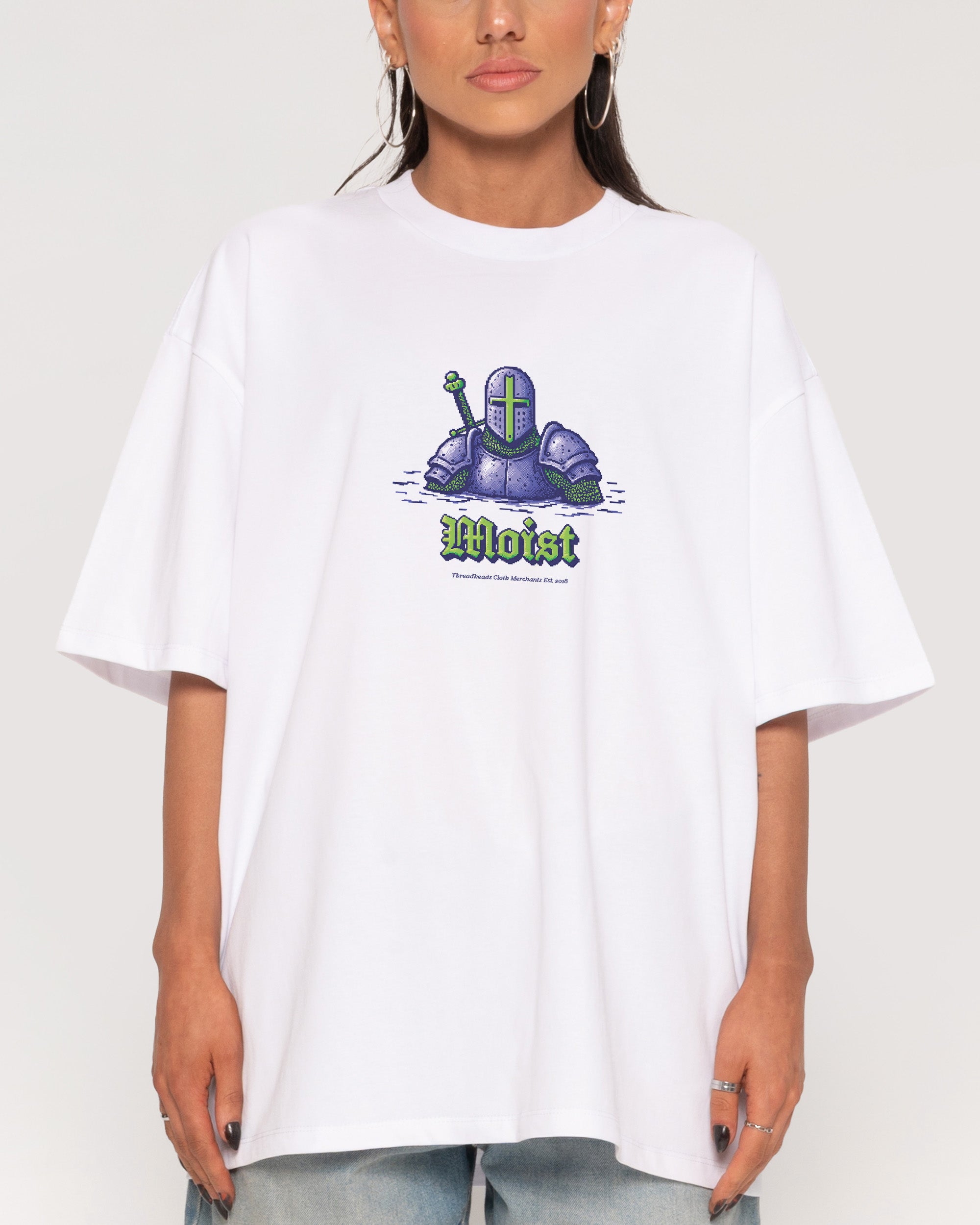 Moist Knight White Oversized Tee