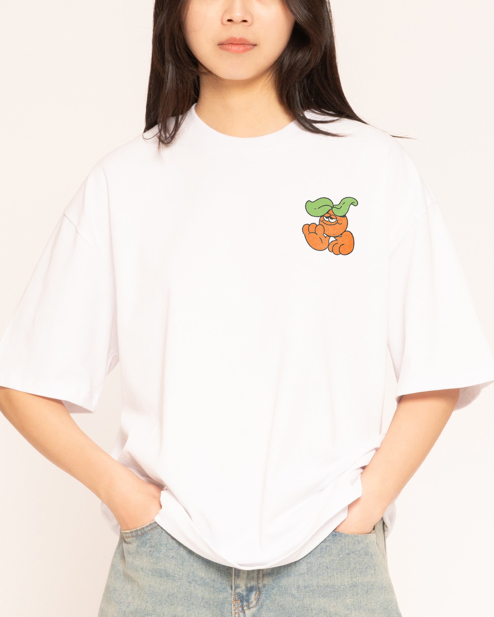Orange Groove White Oversized Tee
