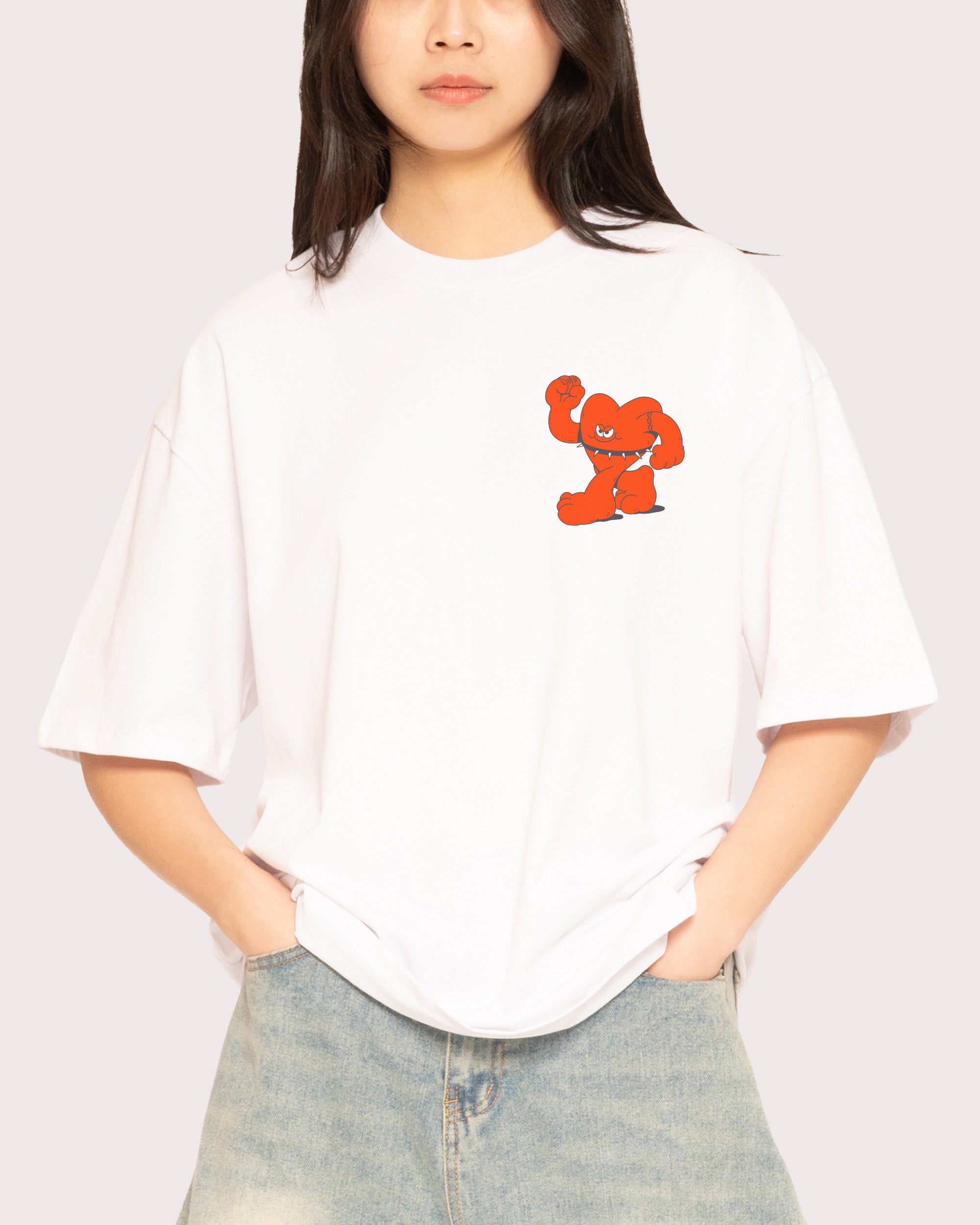 Hardcore Heartcore White Oversized Tee