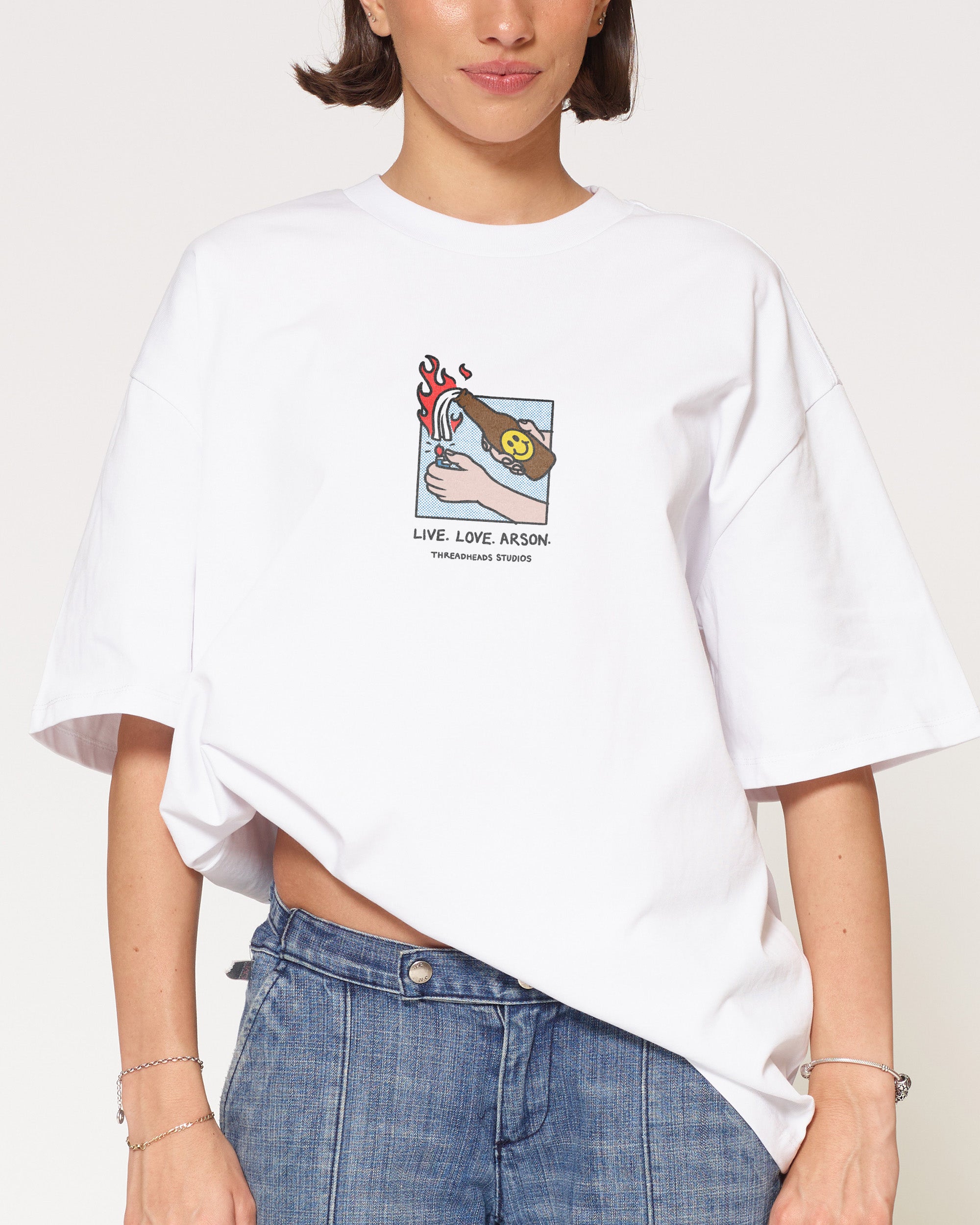 Live. Love. Arson White Oversized Tee