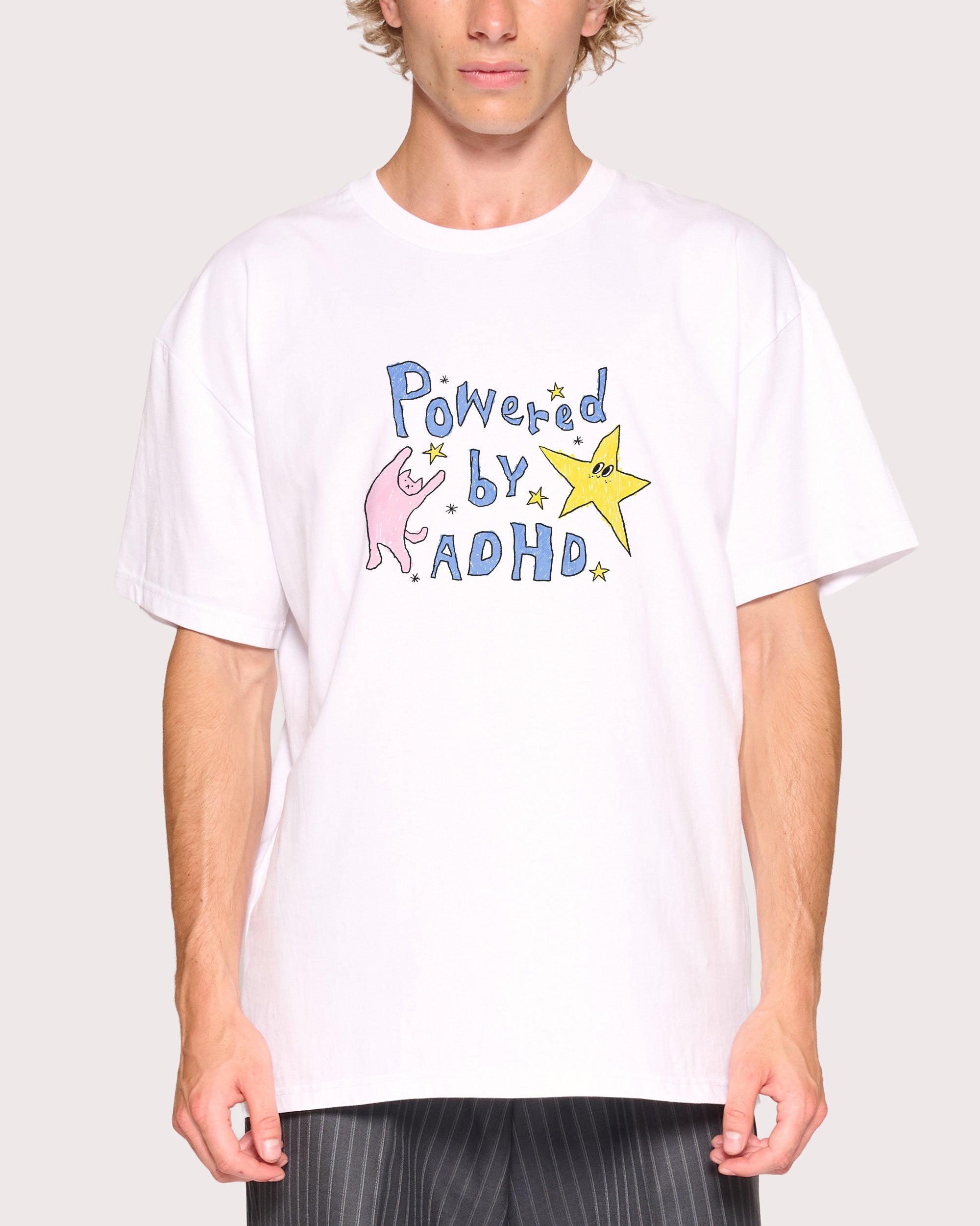 Powered by ADHD White T-Shirt