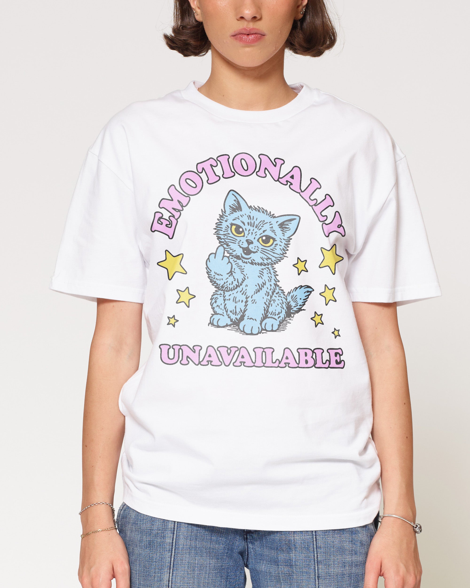 Emotionally Unavailable Cat White T-Shirt
