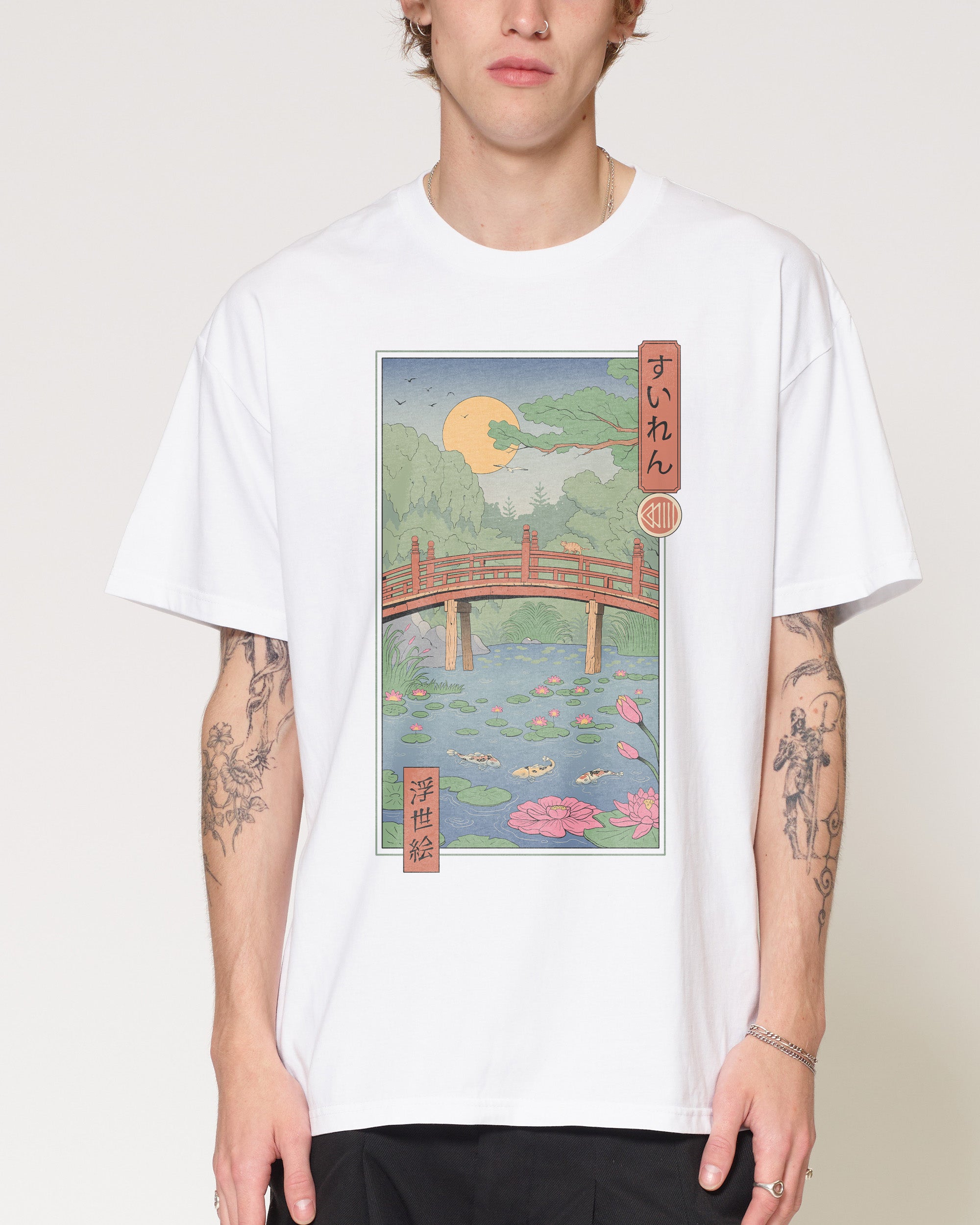 Water Lilies Ukiyo-e White T-Shirt