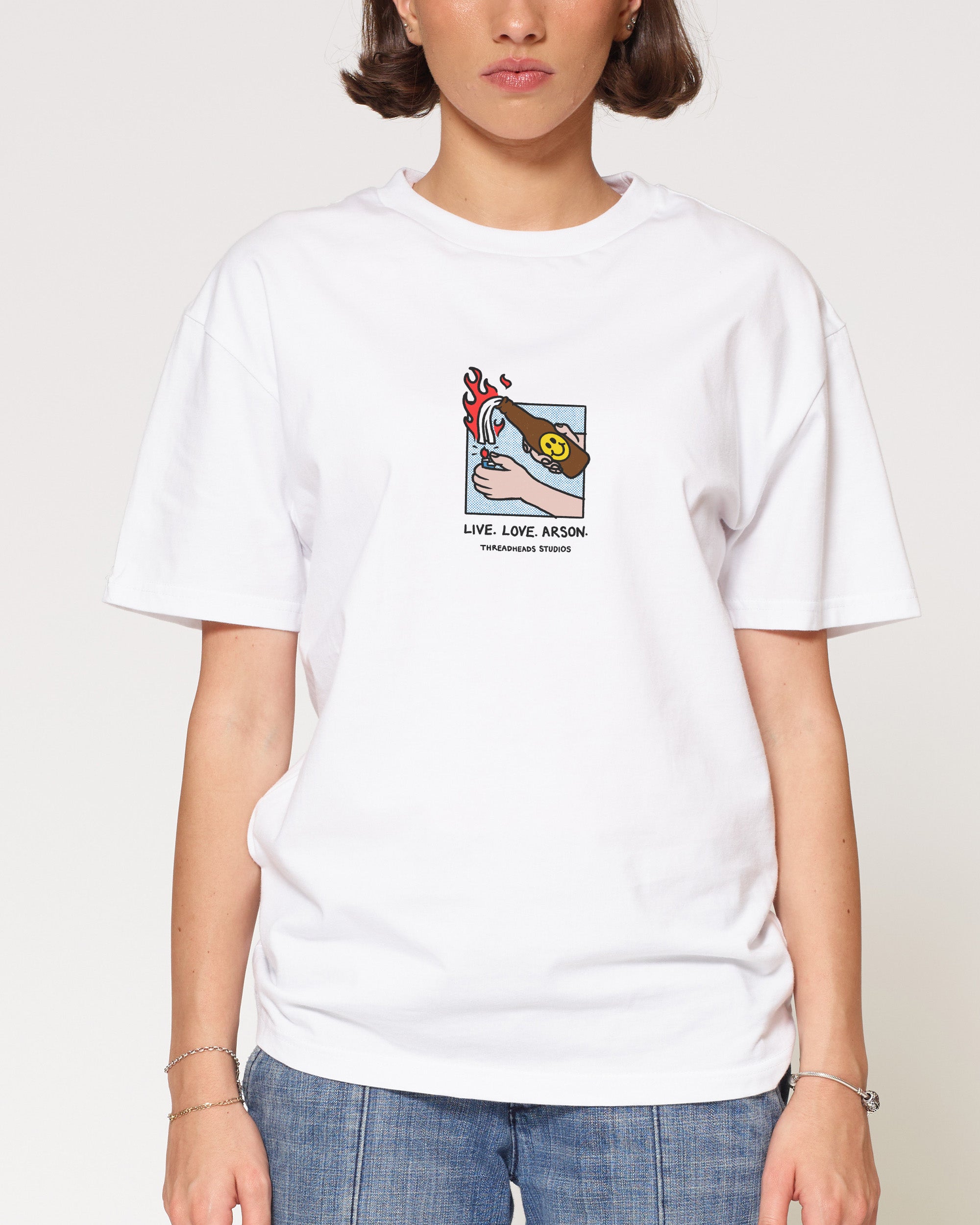 Live. Love. Arson White T-Shirt