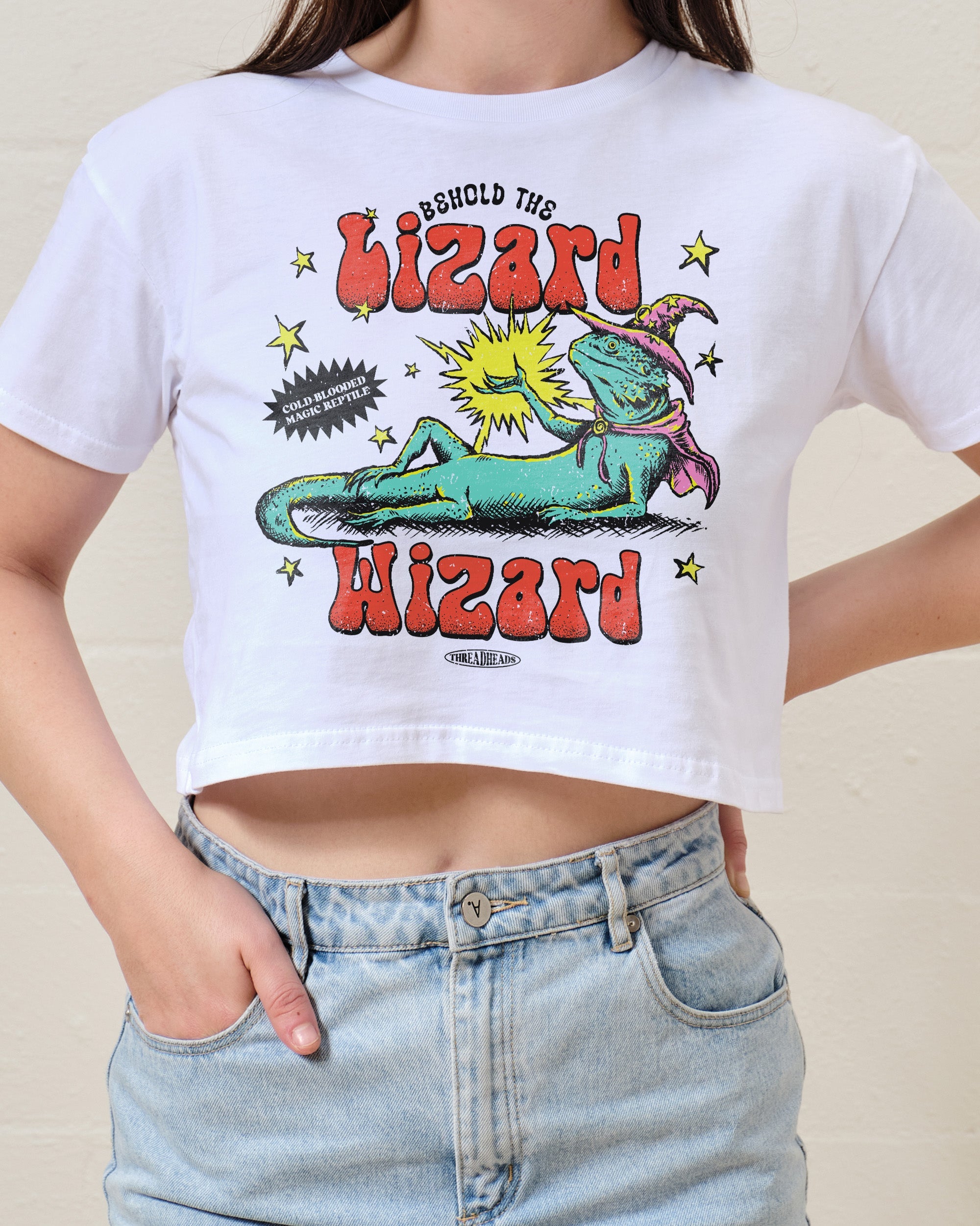 Lizard Wizard Crop Tee Australia Online White