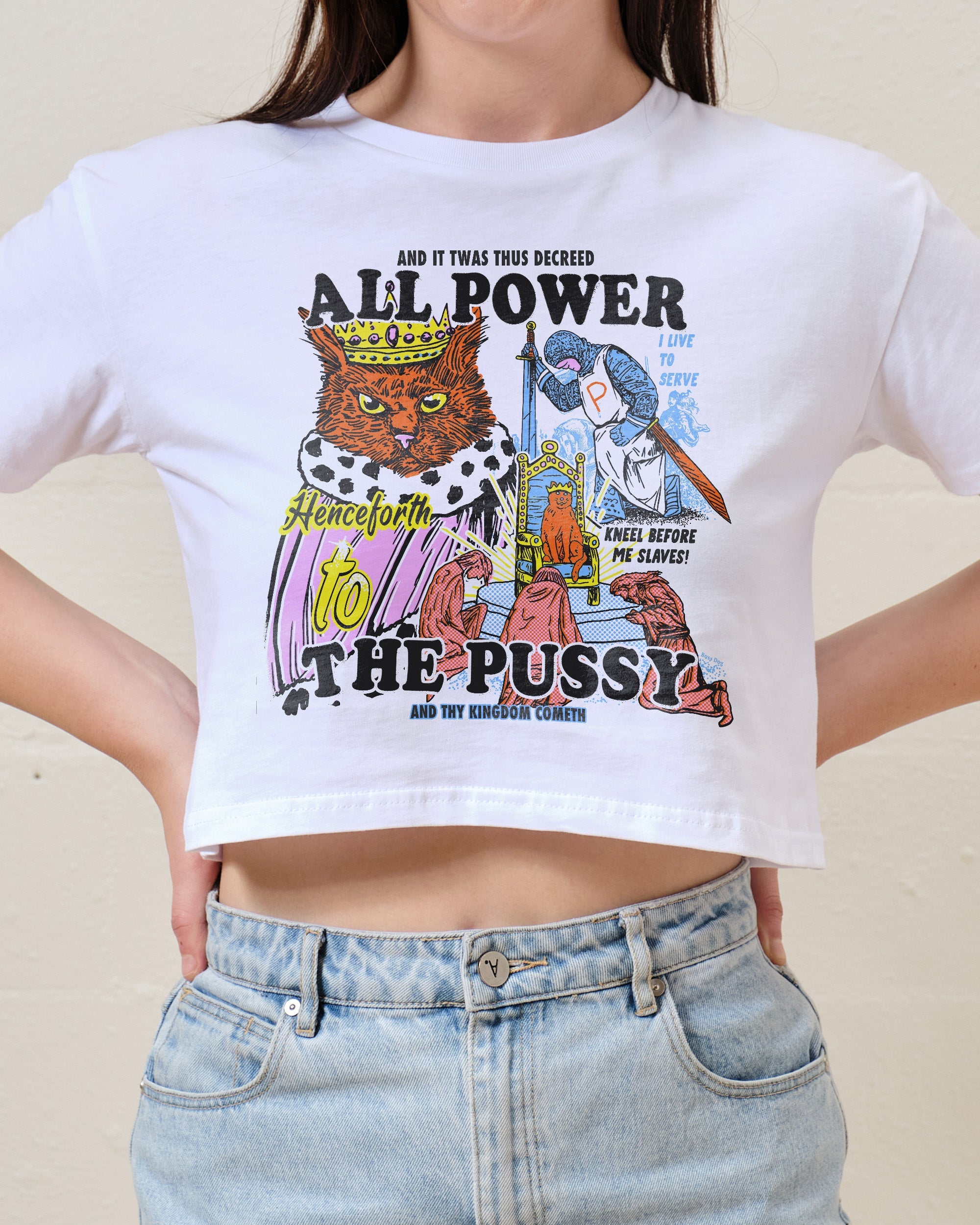 All Power To The Pussy Crop Tee Australia Online White