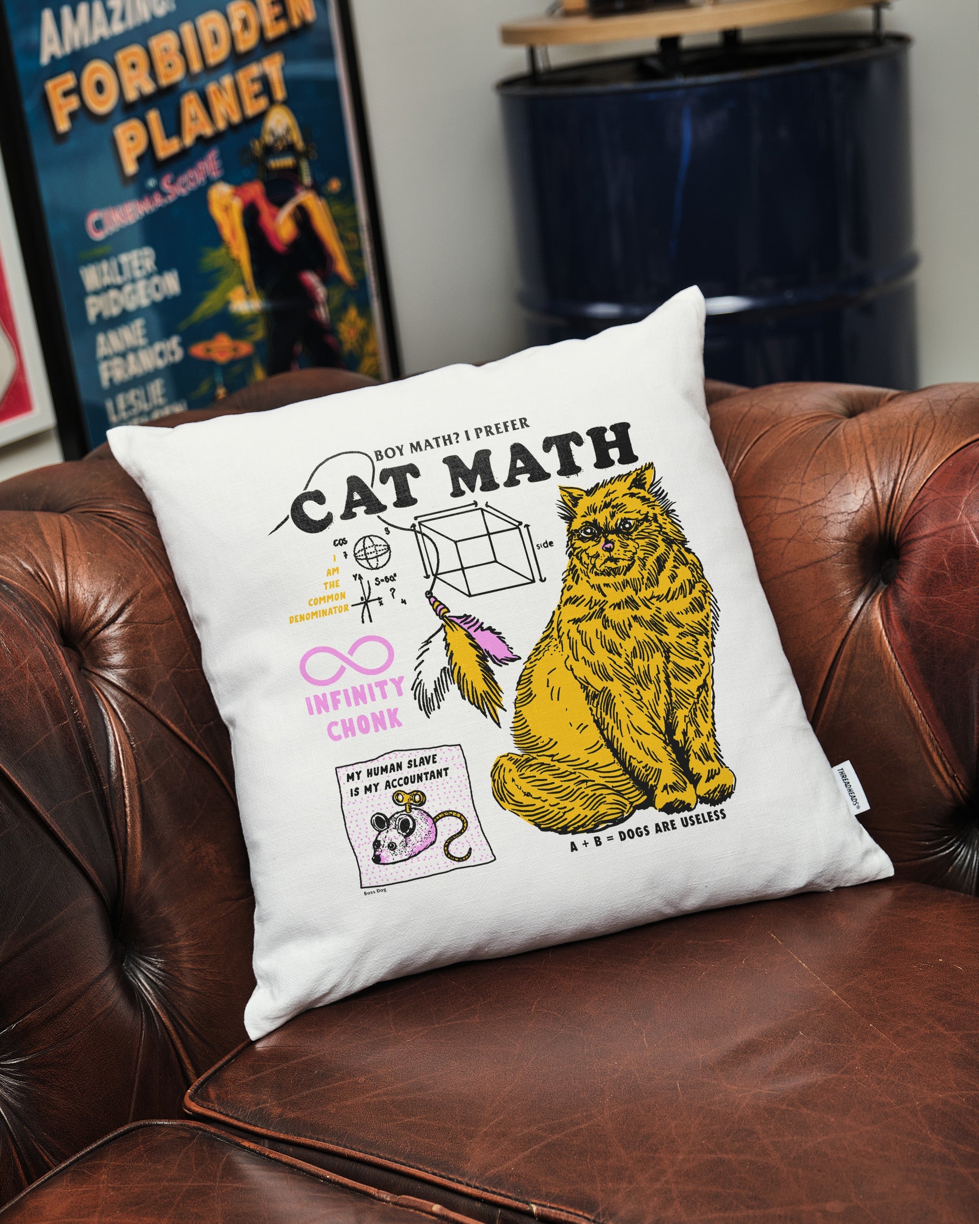 Cat Math Cushion Australia Online White