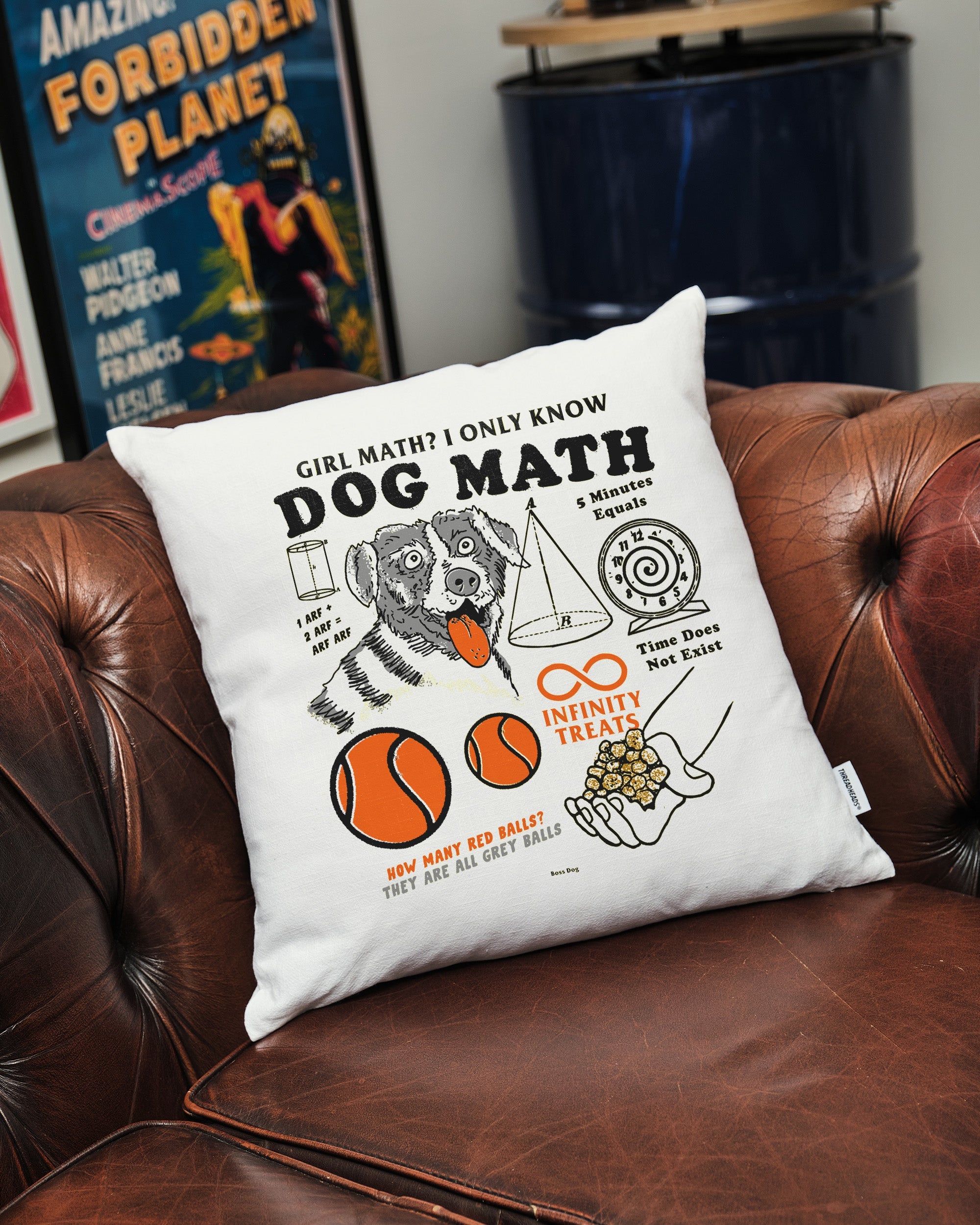Dog Math Cushion Australia Online White