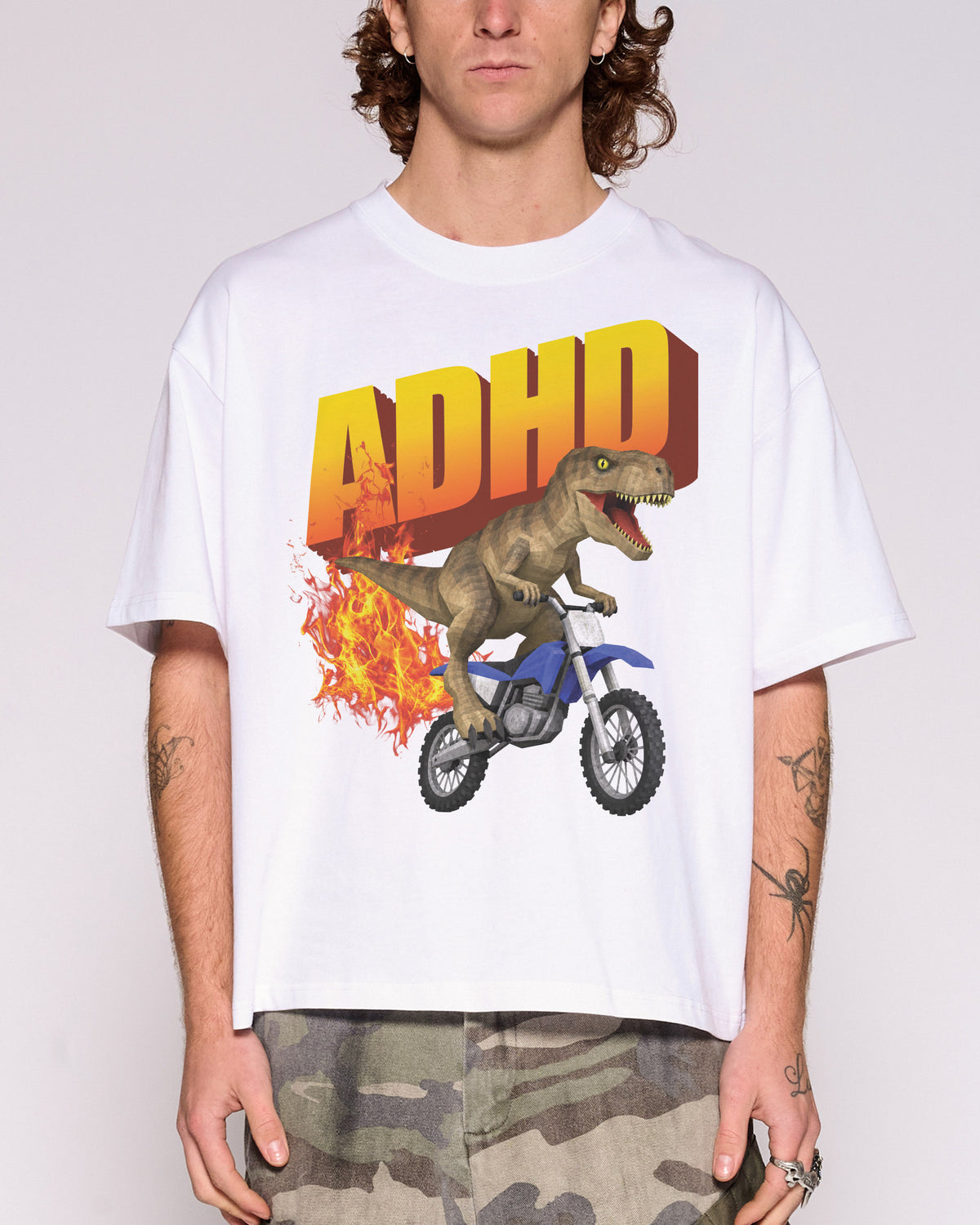 ADHD White Oversized Crop Tee