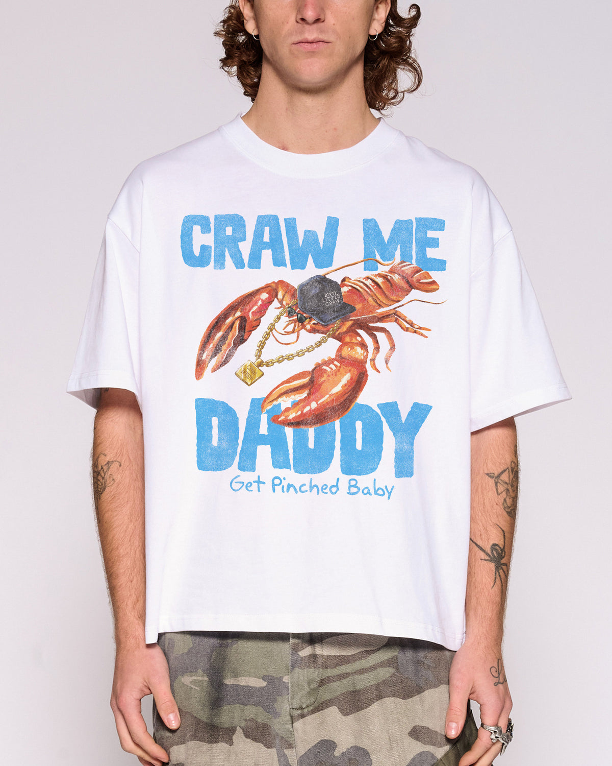 Craw Me Daddy White Oversized Crop Tee