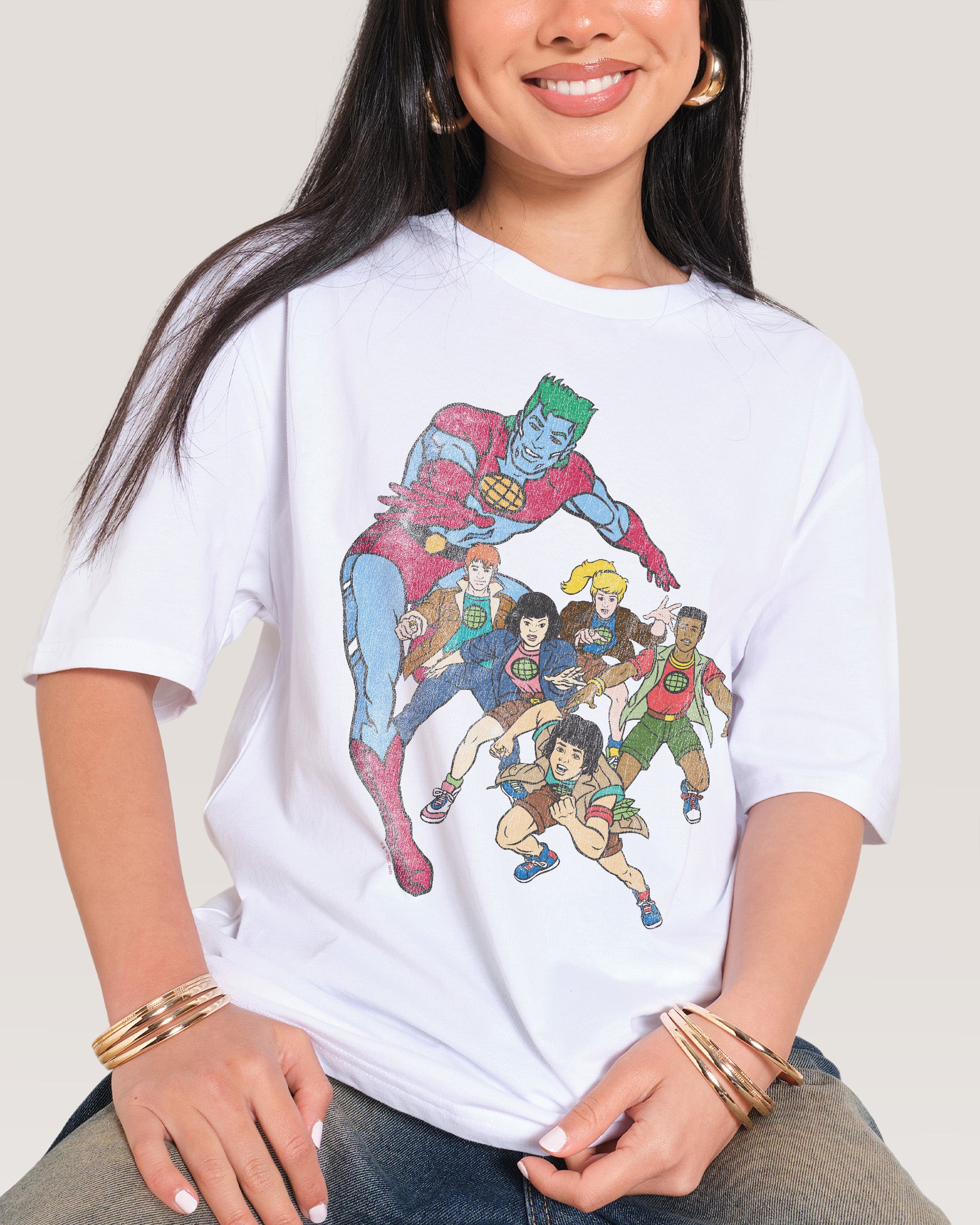 Vintage Captain Planet White T-Shirt