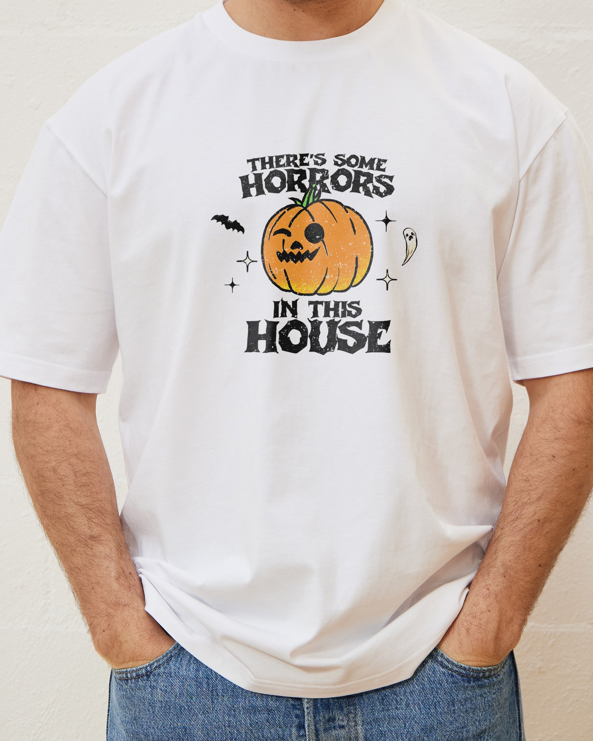 There's Some Horrors In This House Front and Back T-Shirt Australia Online White