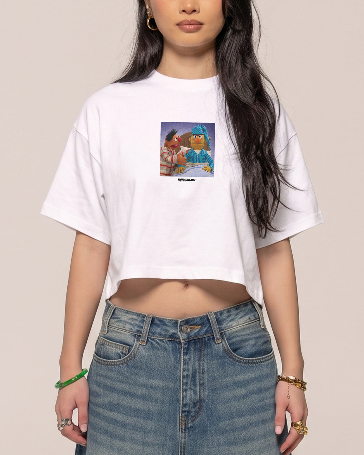 Annoyed Bert White Crop Tee