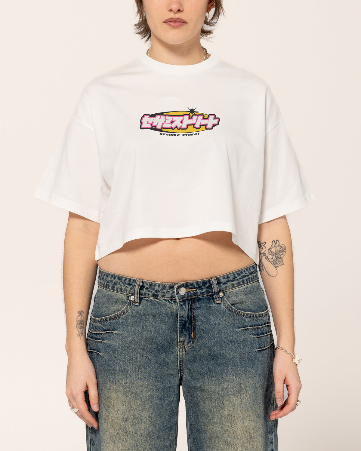 Y2K Sesame White Crop Tee