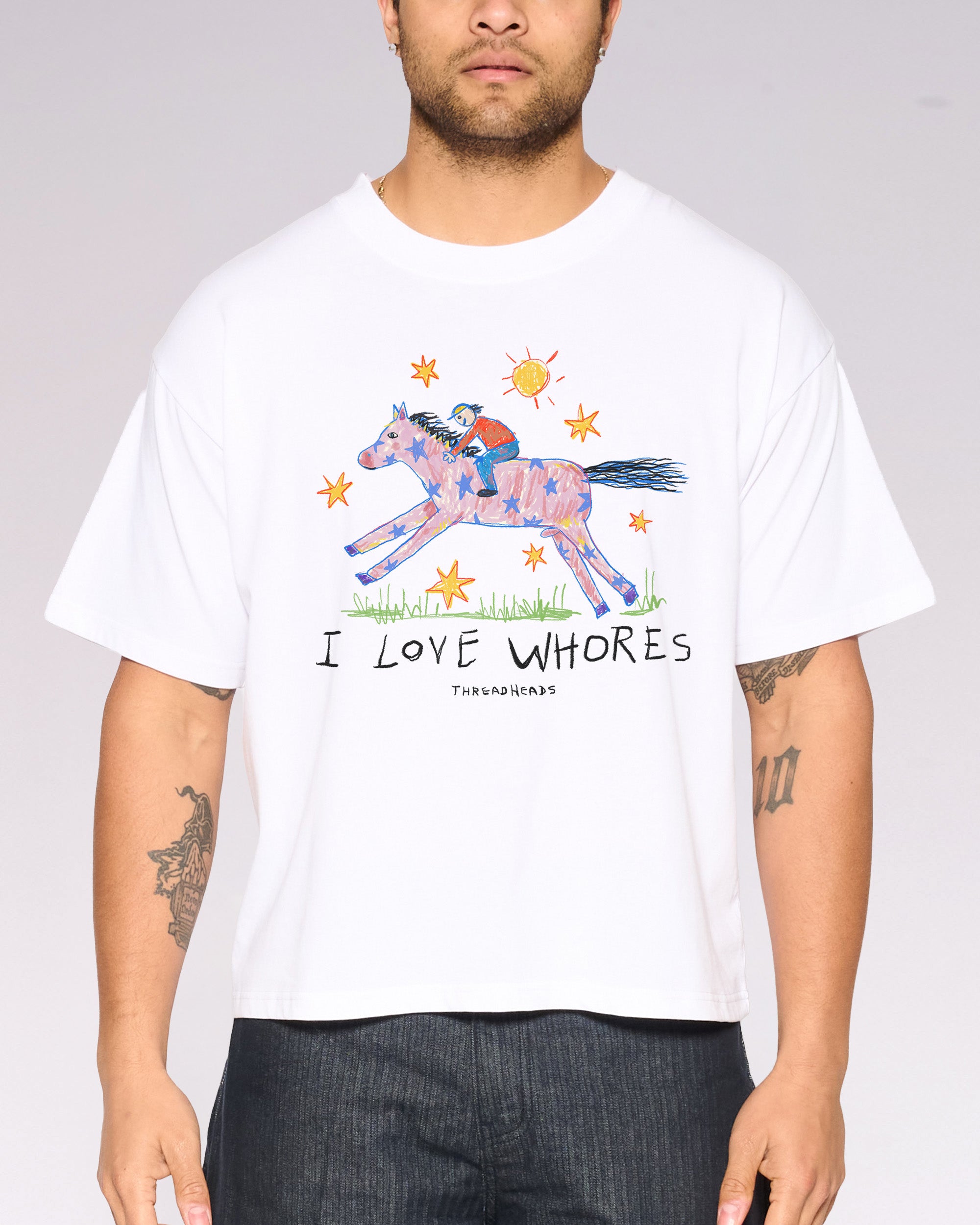 I Love Whores Oversized Crop Tee