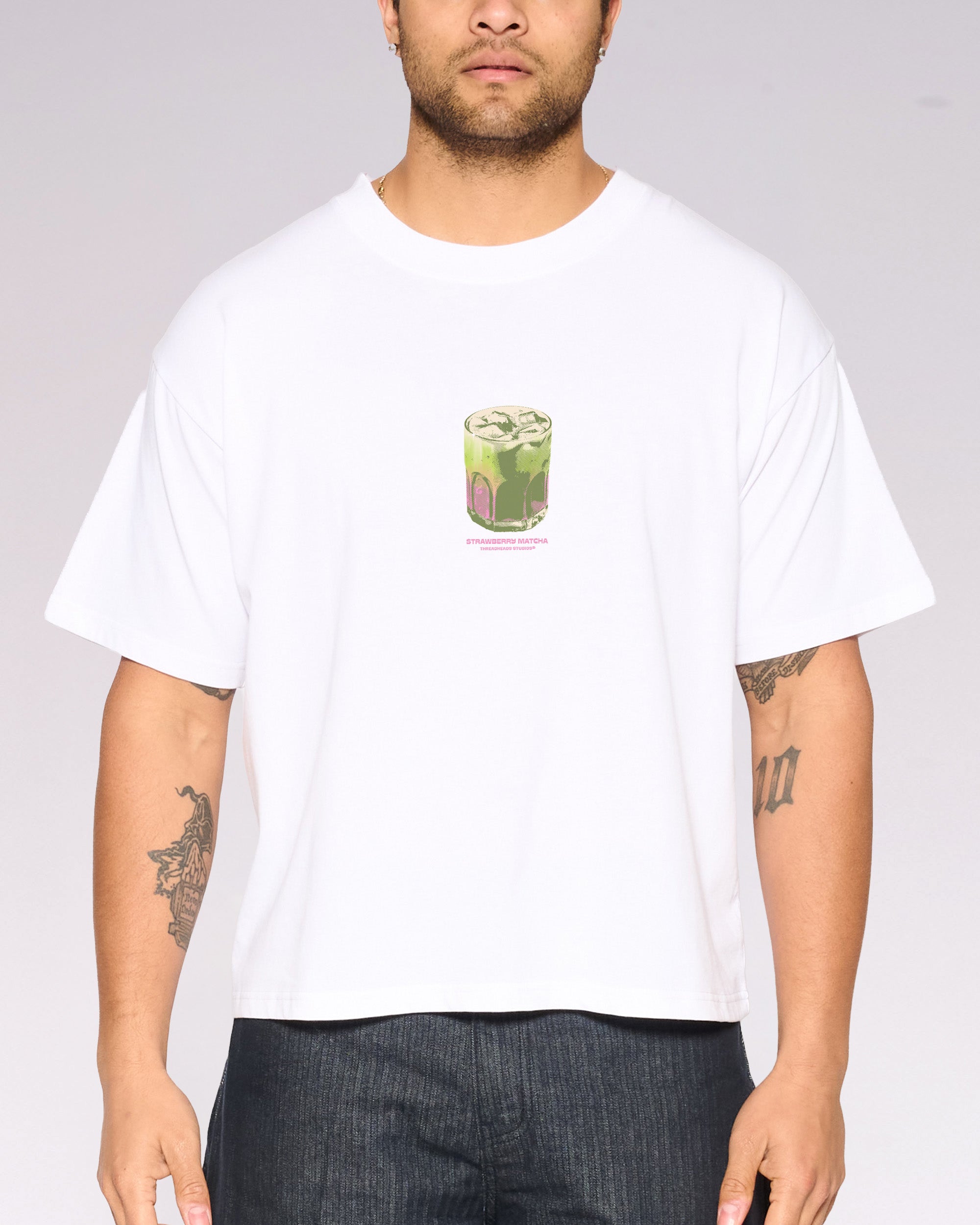 Strawberry Matcha Oversized Crop Tee