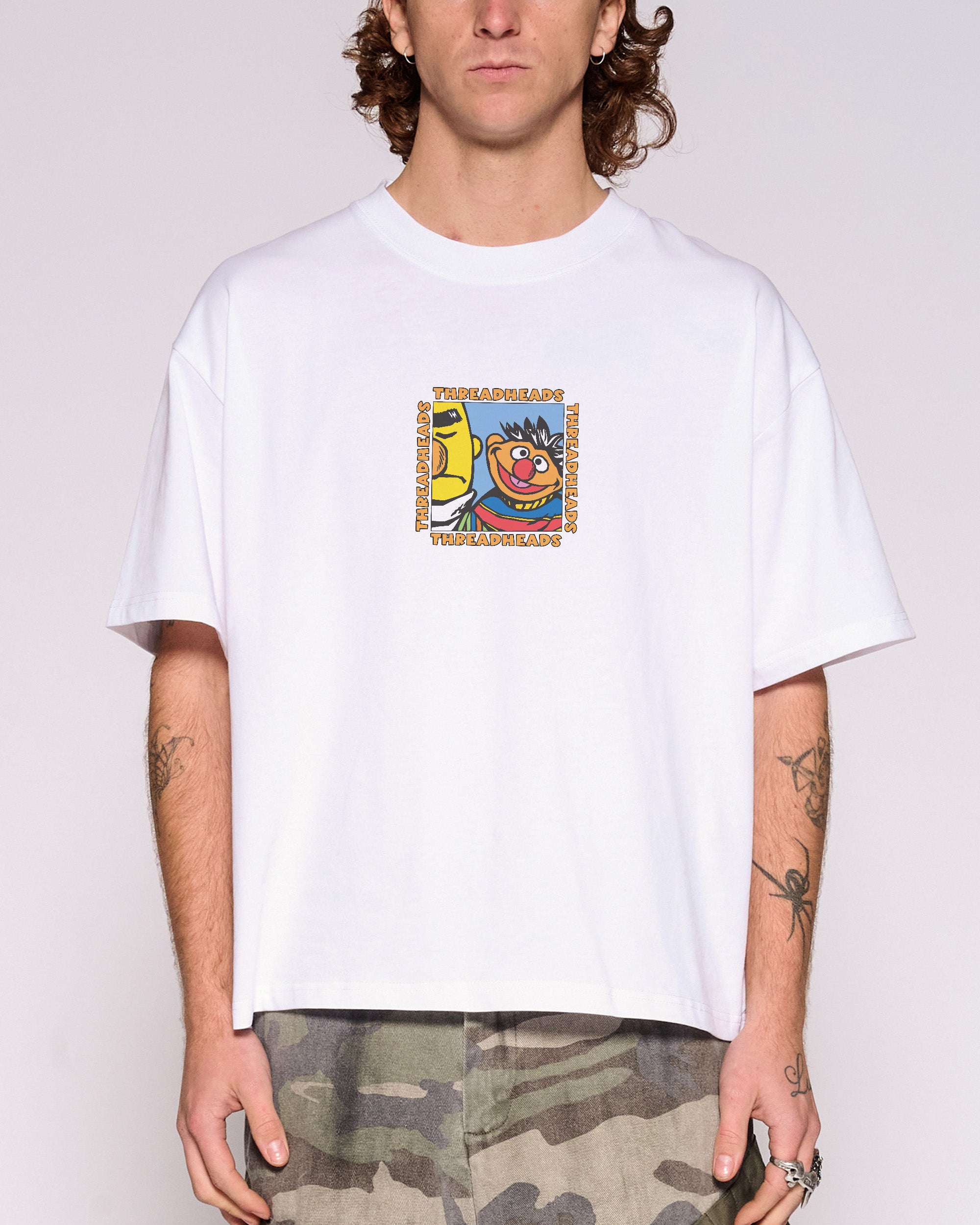 Bert And Ernie Driving Me Bananas White Oversized Crop Tee
