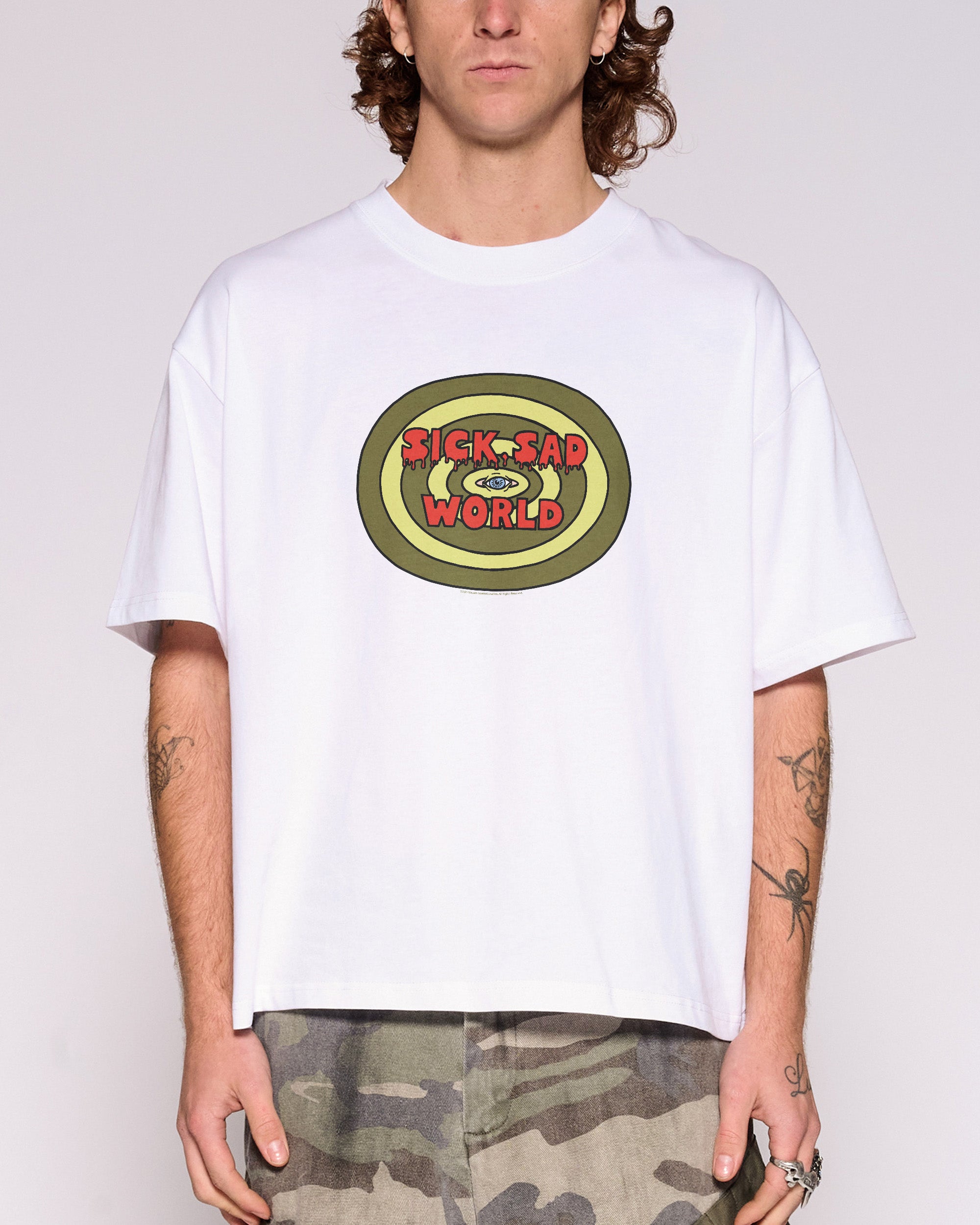 Sick Sad World White Oversized Crop Tee