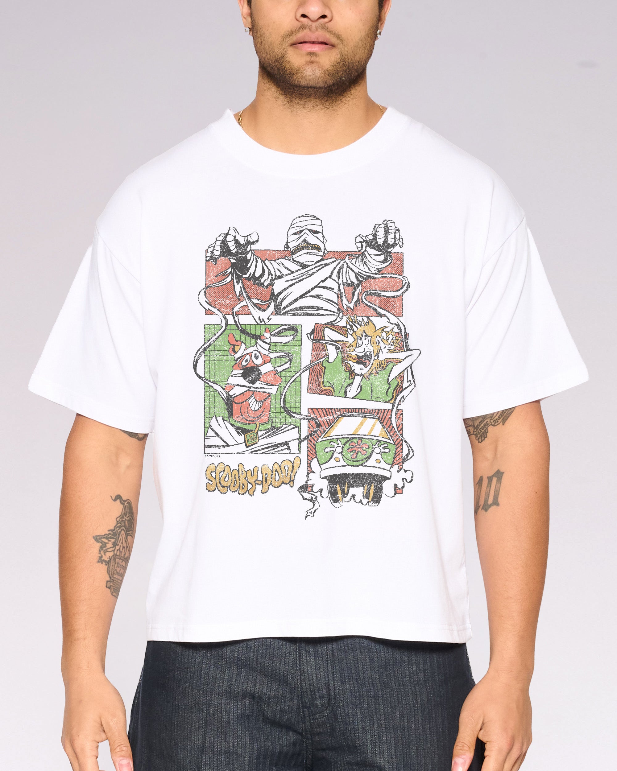 Ruh-Roh White Oversized Crop Tee