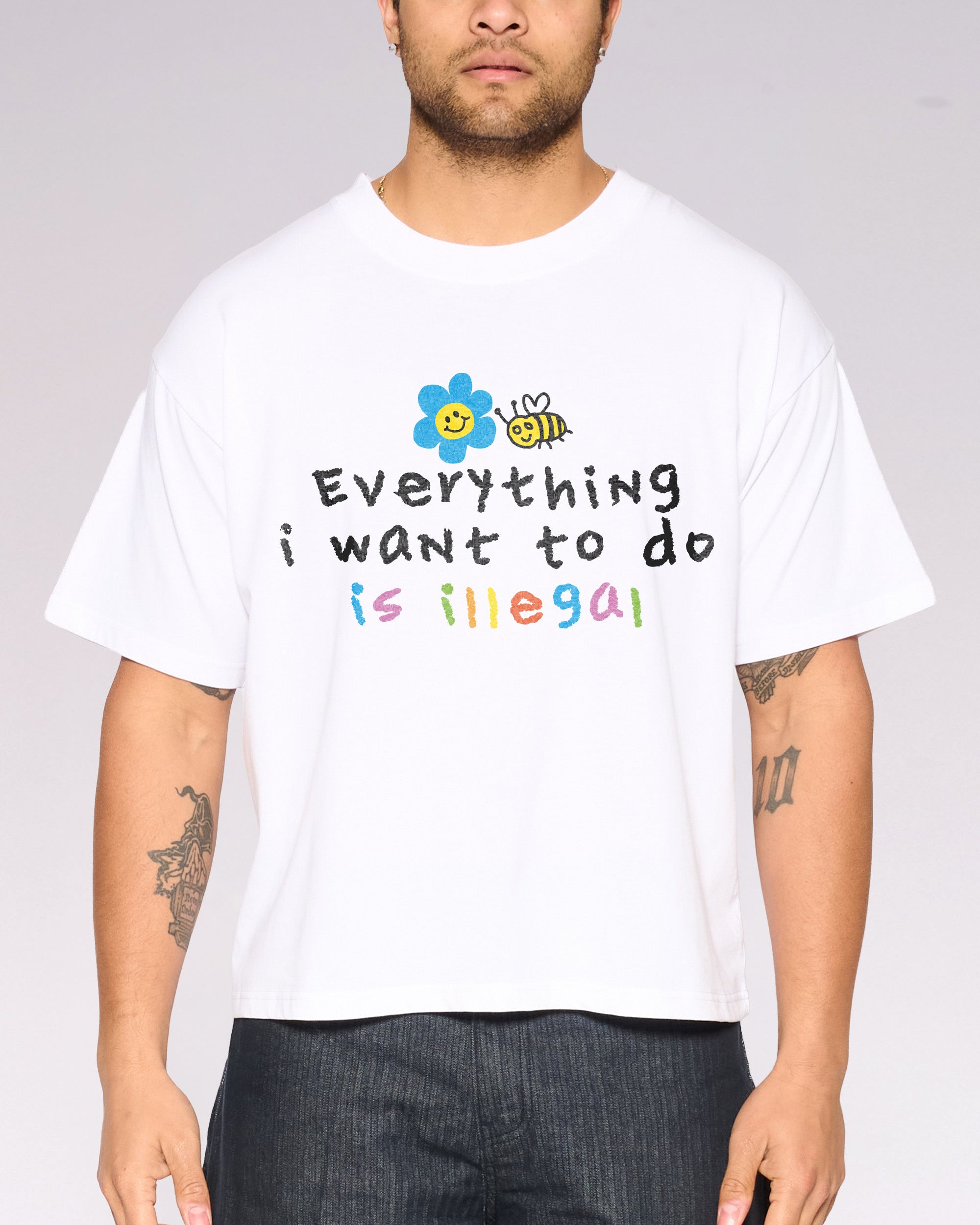 Everything is Illegal Oversized Crop Tee