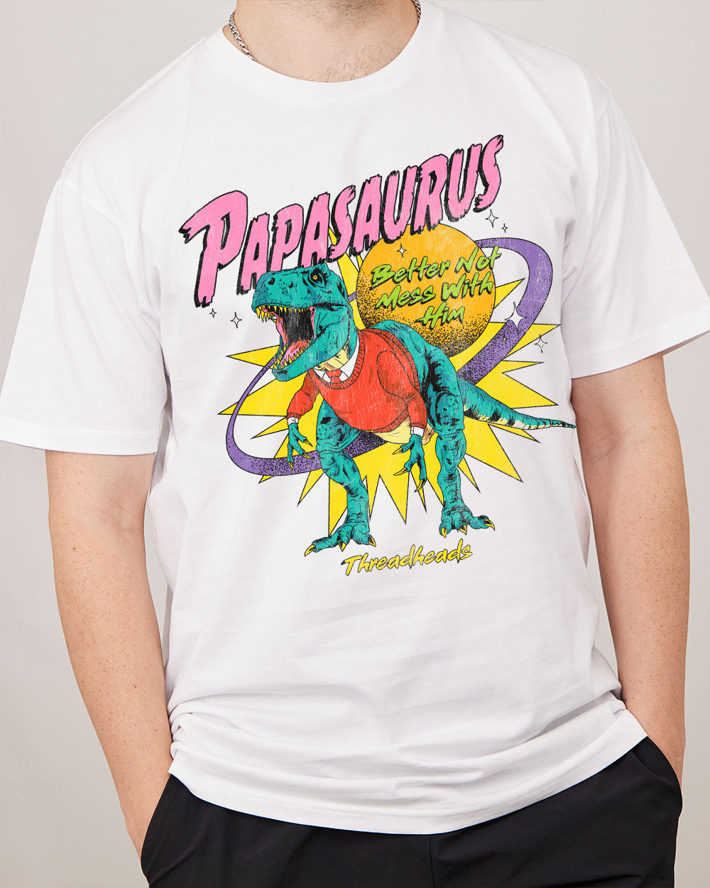 Papasaurus  T-Shirt Australia Online #colour_white