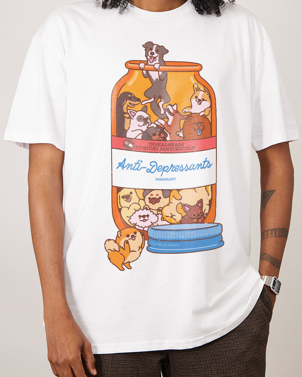 Anti-Depressants Dog Edition T-Shirt Australia Online #colour_white