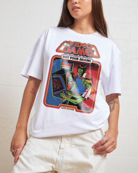 Video Games Rot Your Brains T-Shirt | Designed by Steven Rhodes USA
