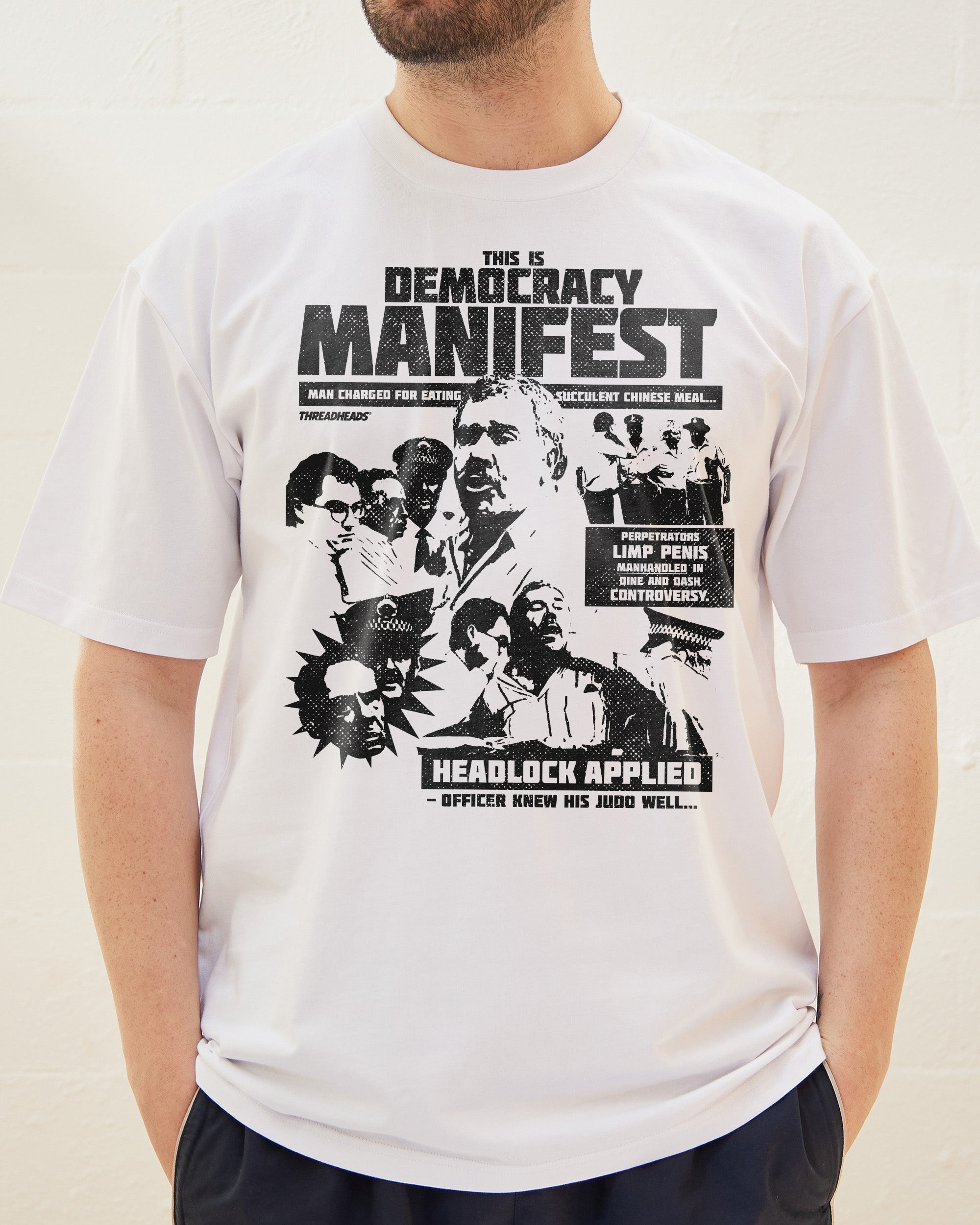 Democracy Manifest: Tabloid Edition T-Shirt Australia Online White