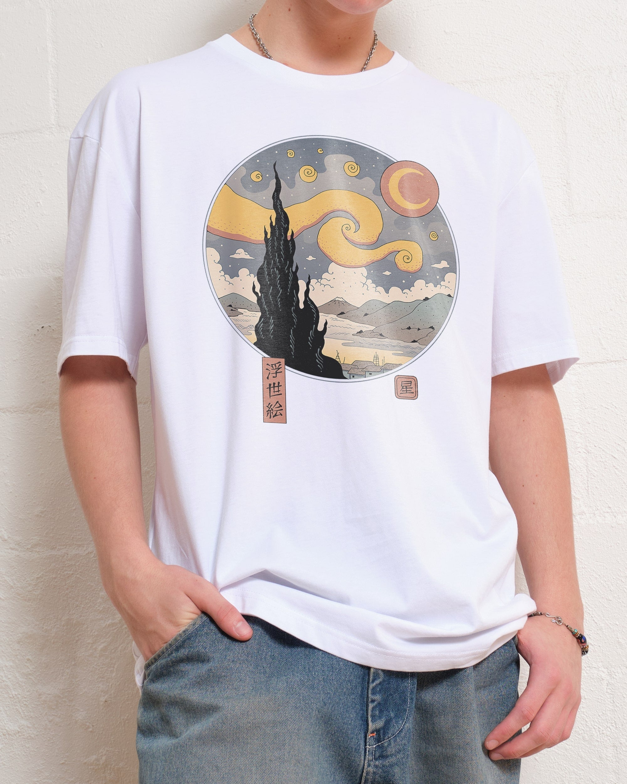 Starry Ukiyo-e Night T-Shirt