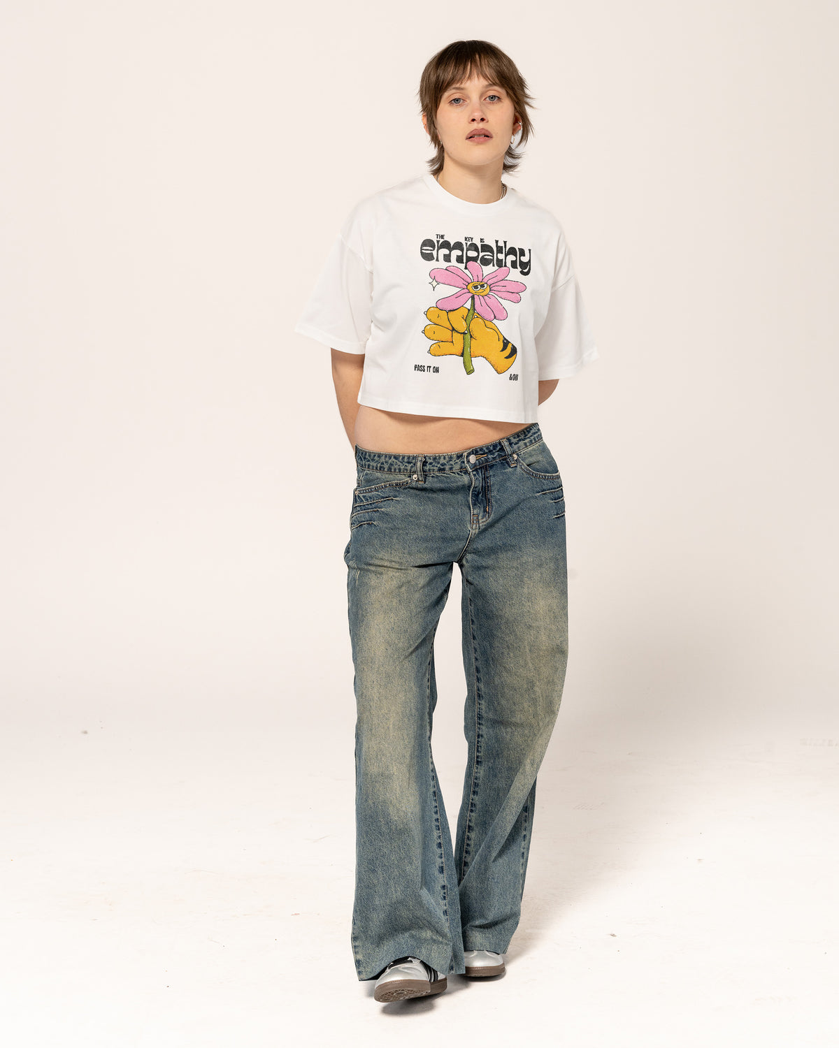 Empathy White Crop Tee