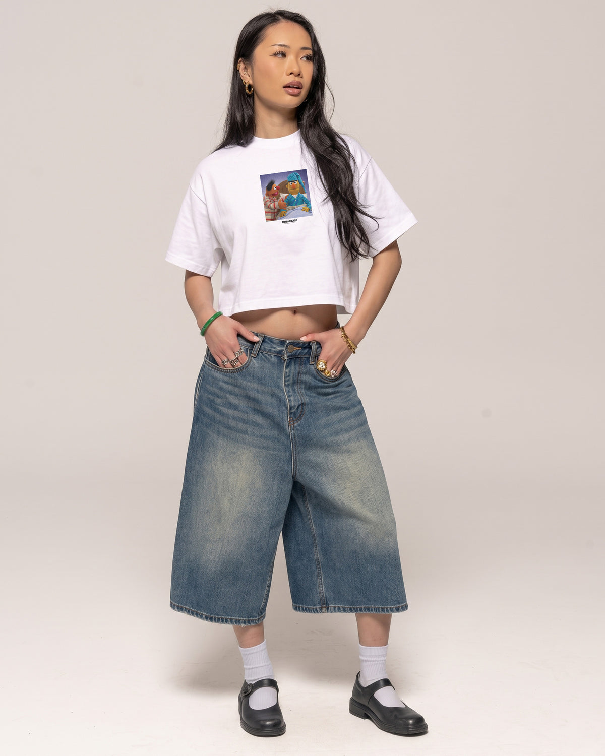 Annoyed Bert White Crop Tee