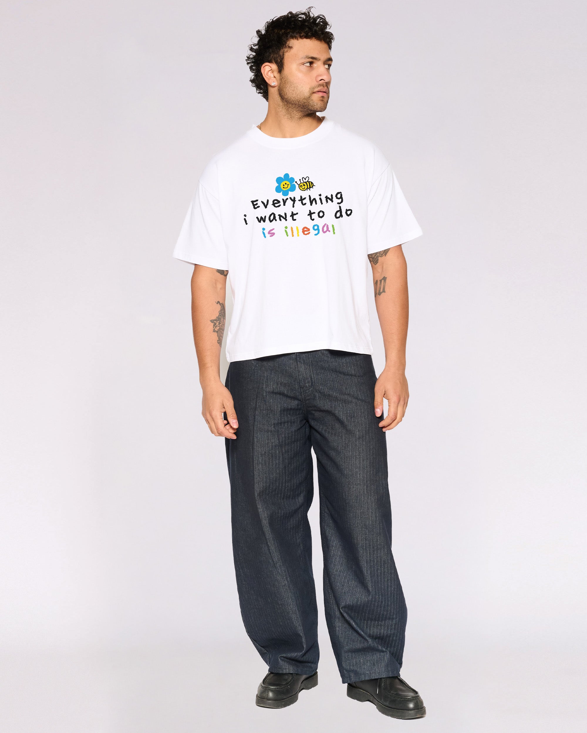 Everything is Illegal Oversized Crop Tee