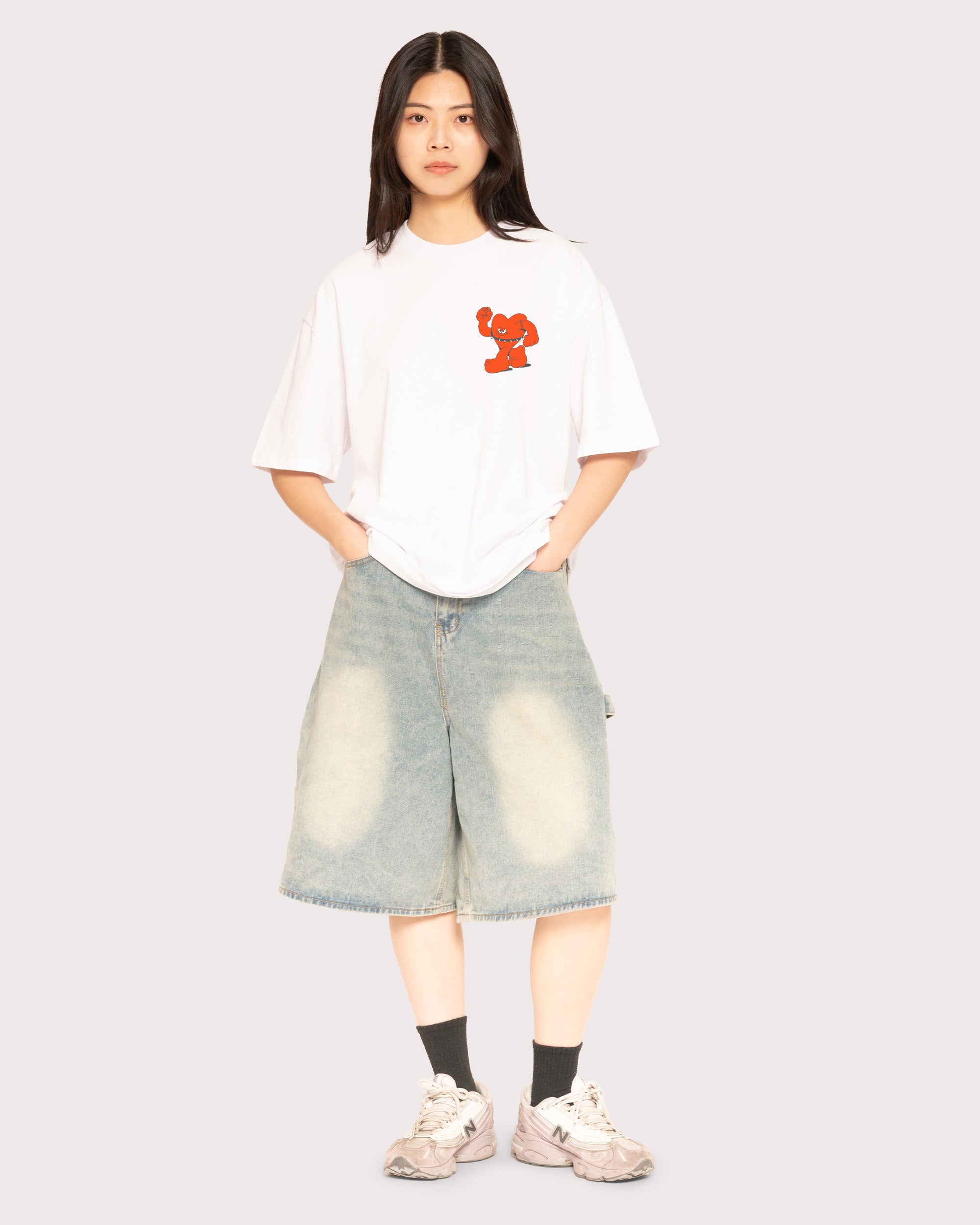 Hardcore Heartcore White Oversized Tee