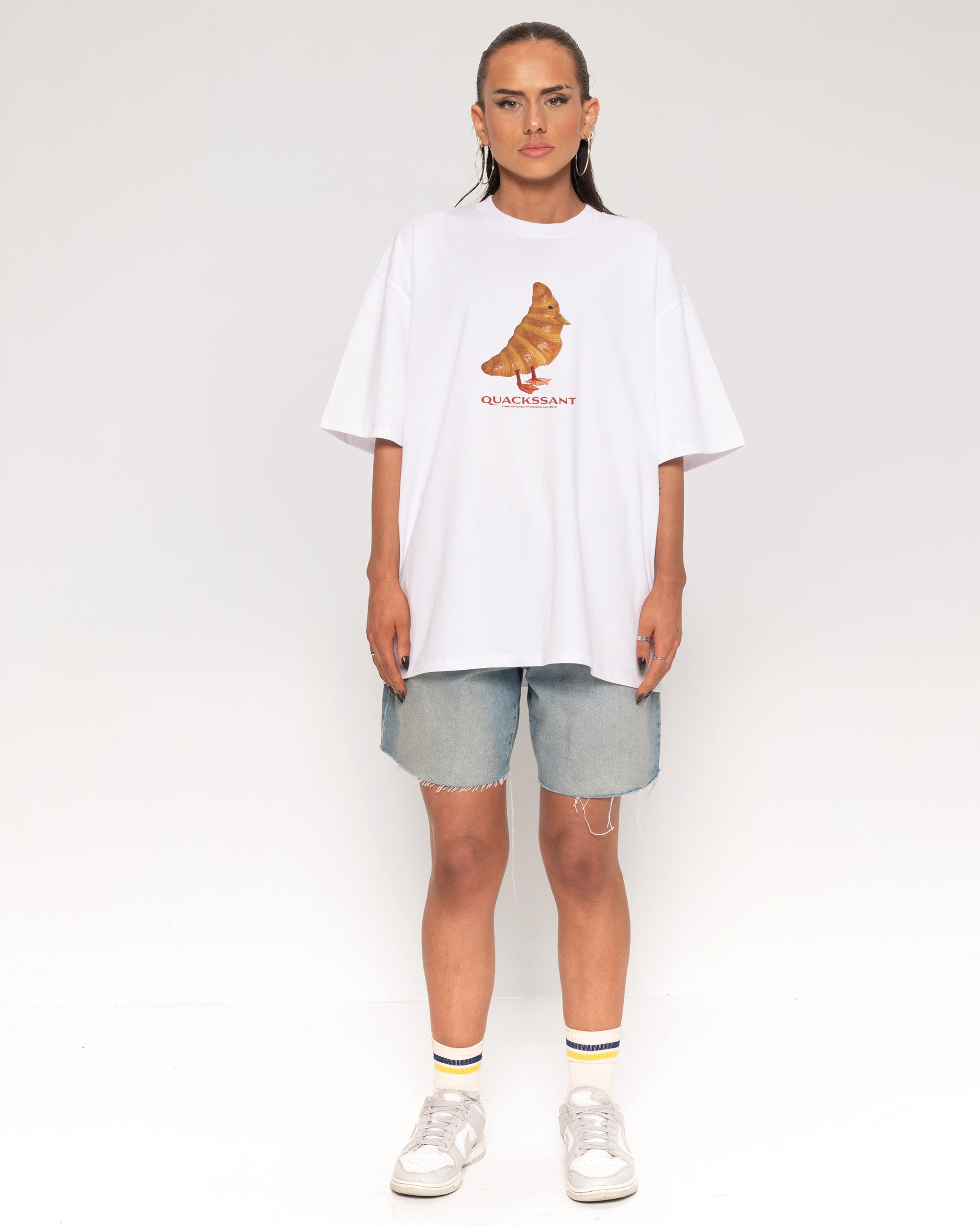 Quackssant White Oversized Tee