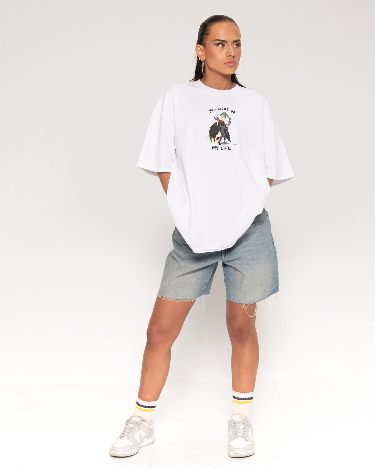You Light Up My Life White Oversized Tee