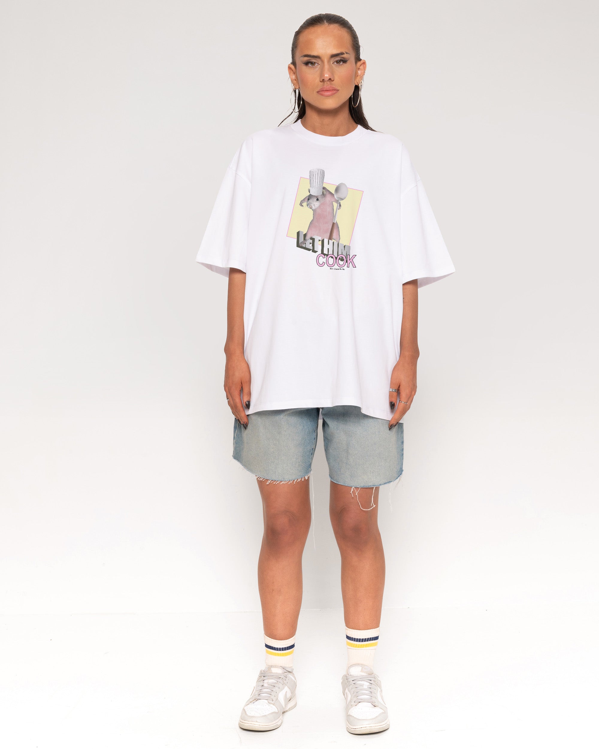 Let Him Cook White Oversized Tee