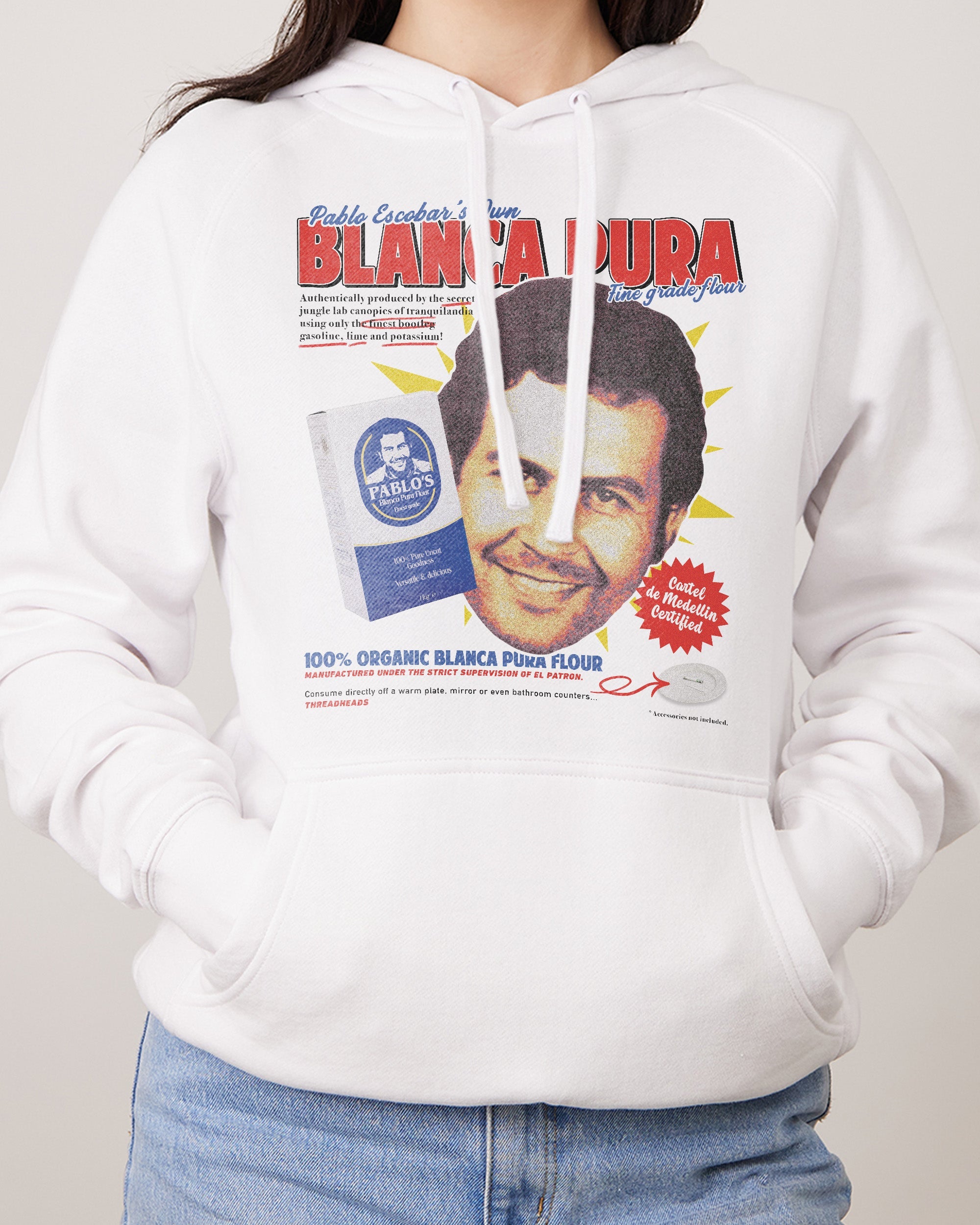 Pablo Escobar's Blanca Flour Hoodie Australia Online White