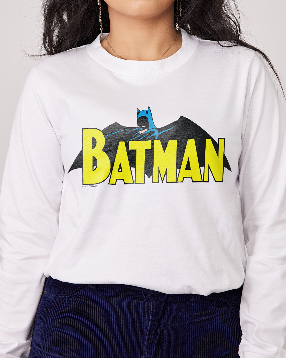 Caped Batman Logo Long Sleeve Australia Online #colour_white