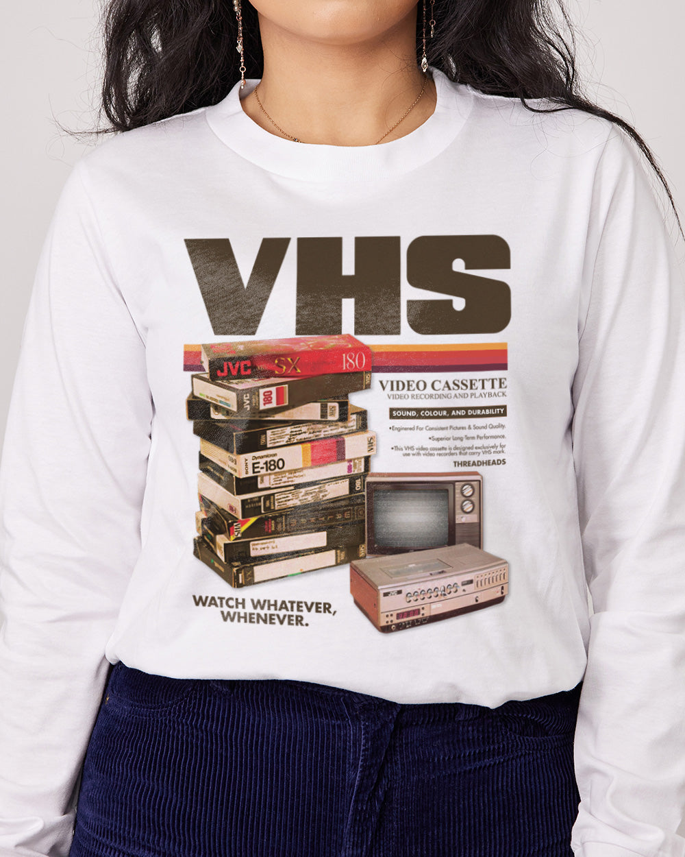 Vintage VHS Tapes Long Sleeve Australia Online White