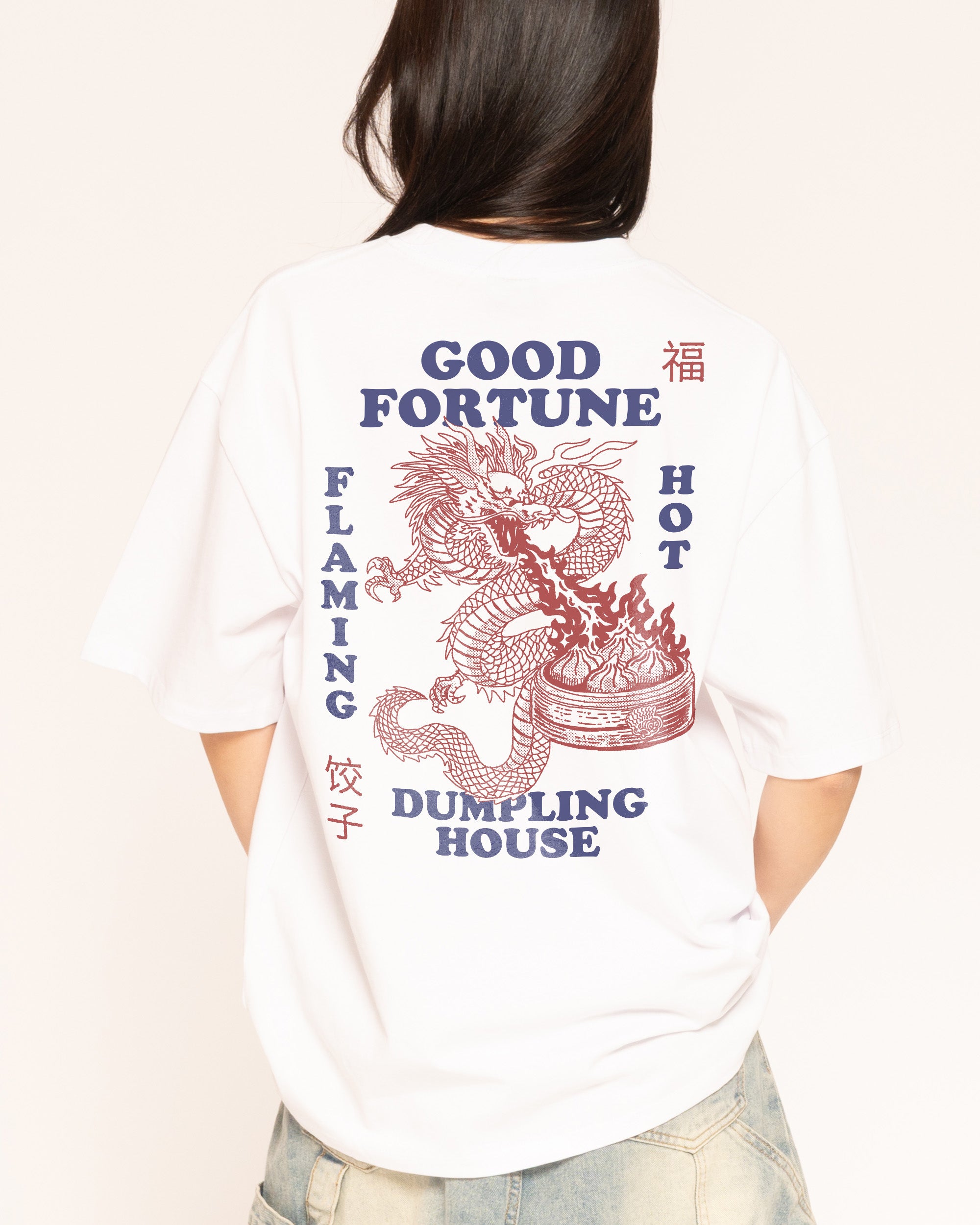 Good Fortune Dumplings White Oversized Tee