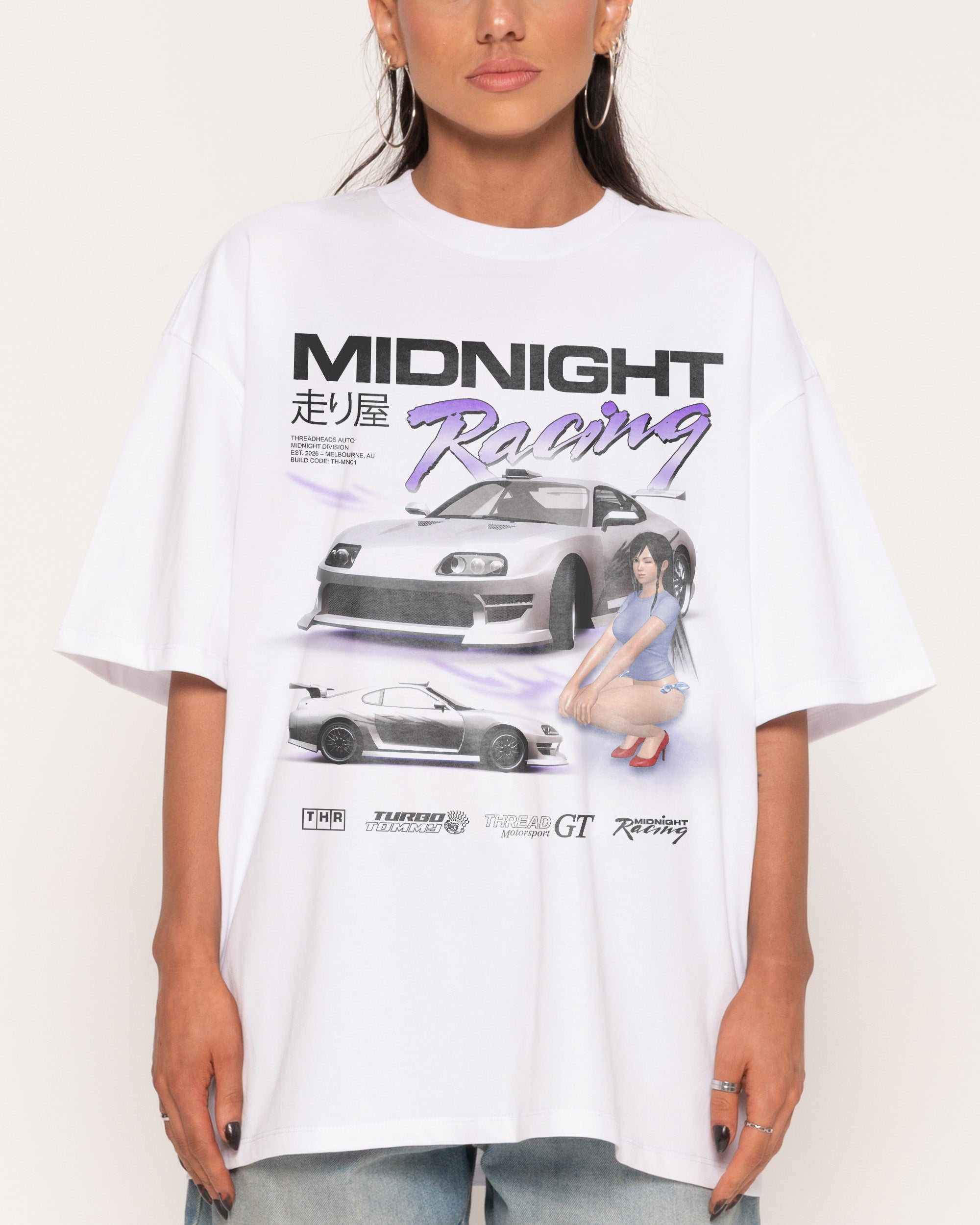 Midnight Racing One White Oversized Tee