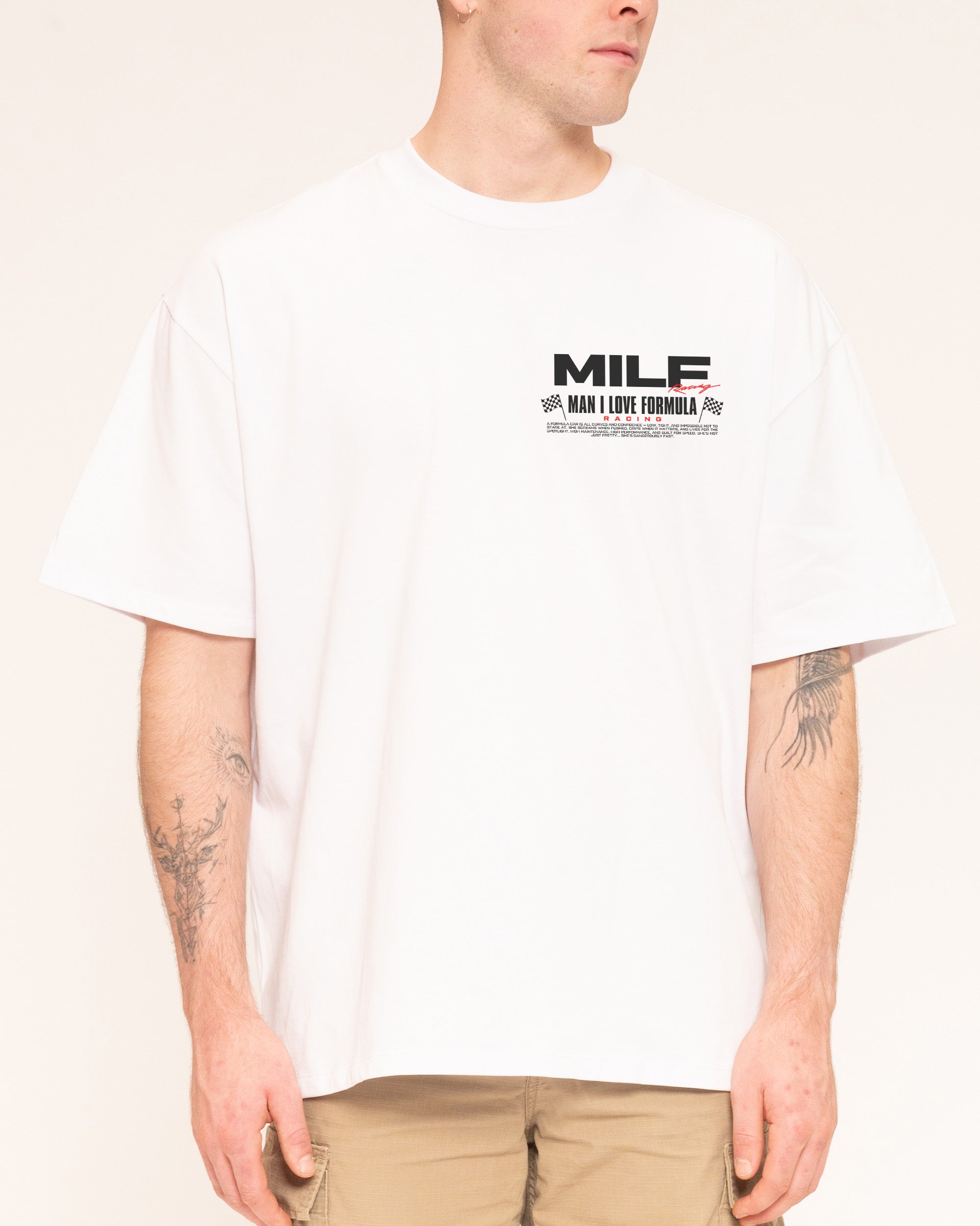 MILF Racing White Oversized Tee