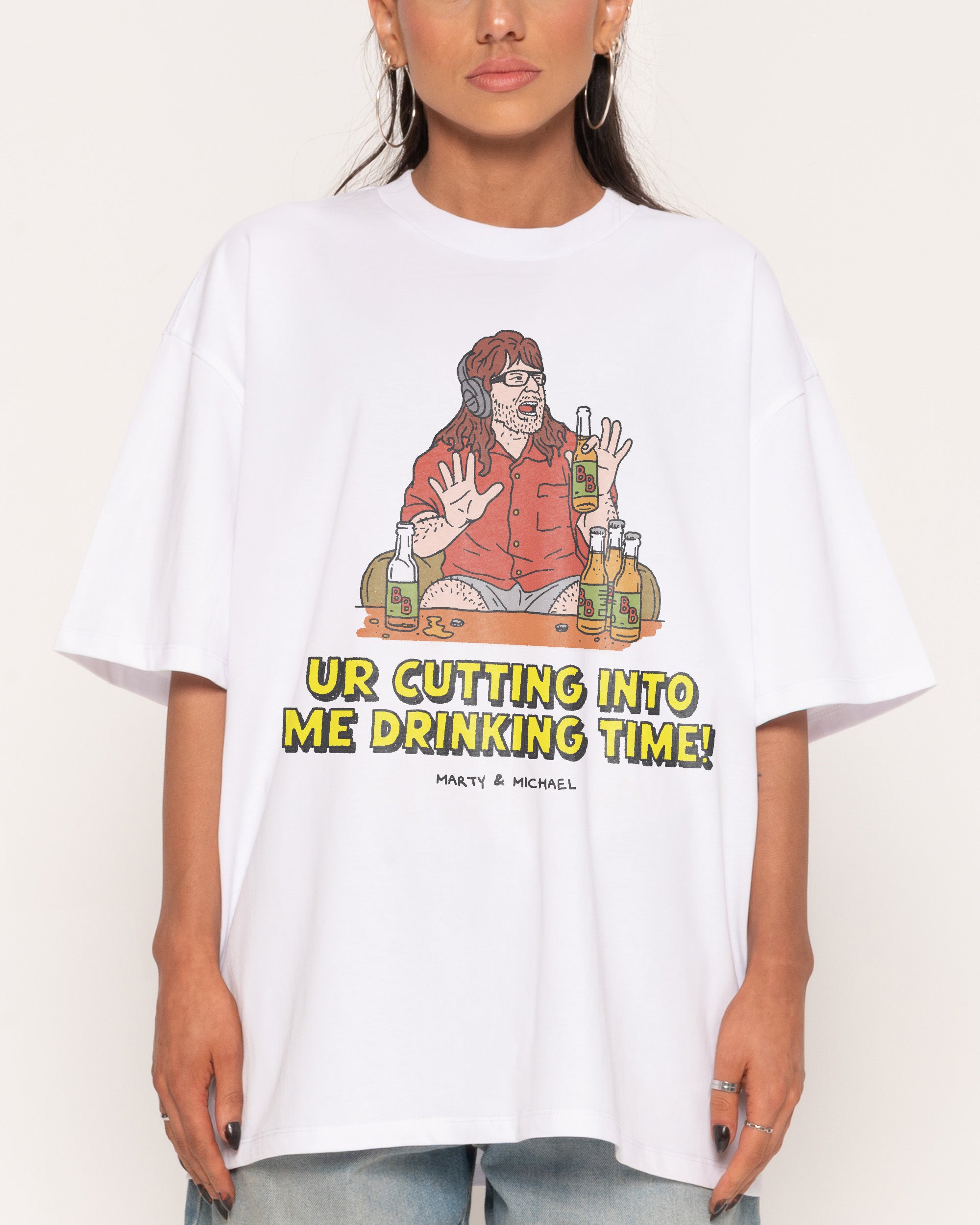 Drinking Time White Oversized Tee