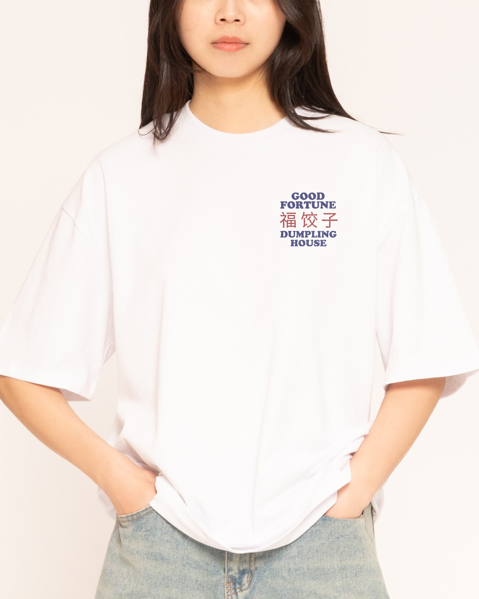 Good Fortune Dumplings White Oversized Tee